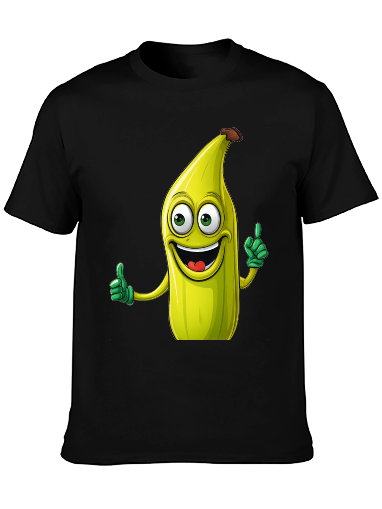 Black Funny Banana Cartoon Black T-Shirt view 3