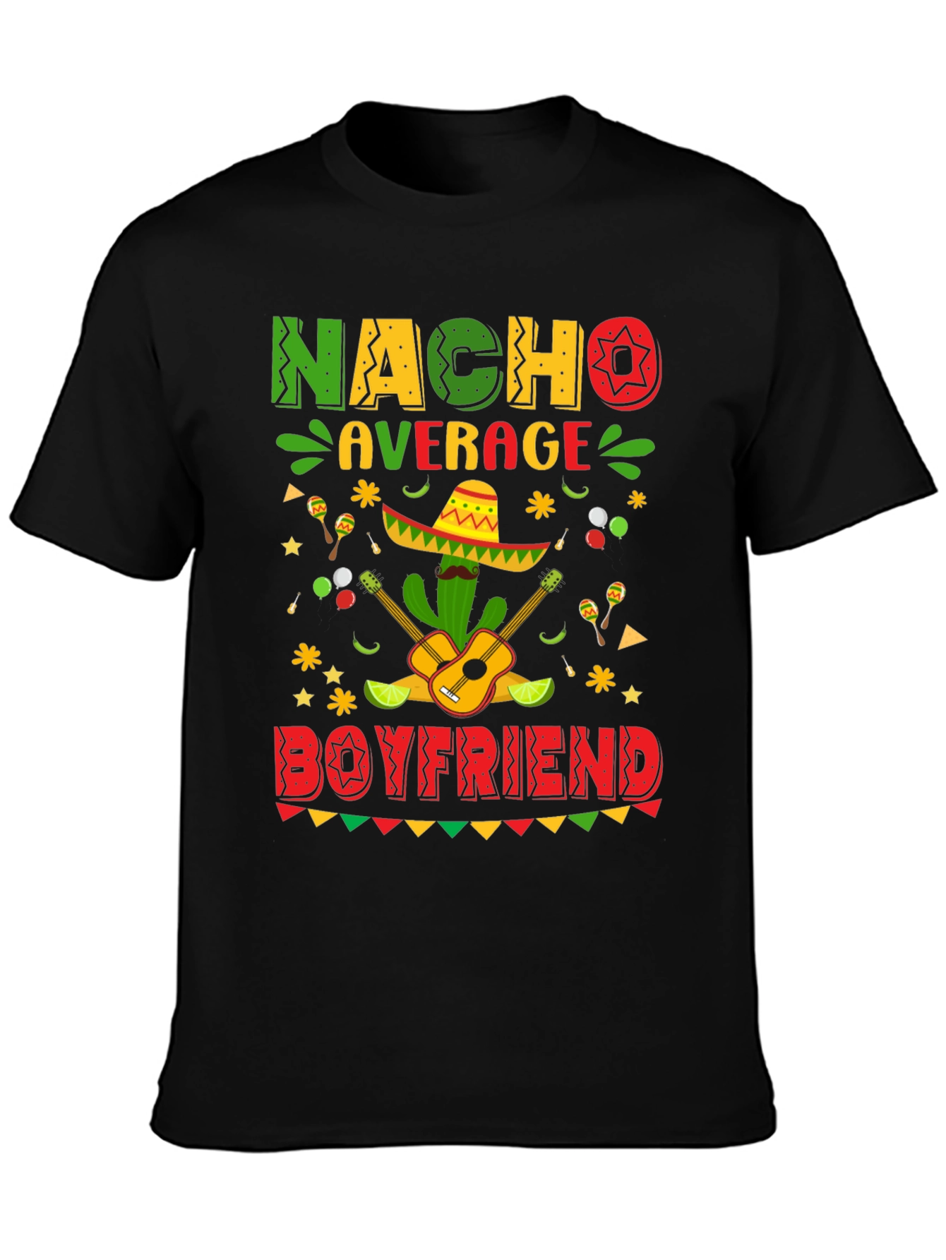 Black Nacho Average Boyfriend Graphic T-Shirt view 3