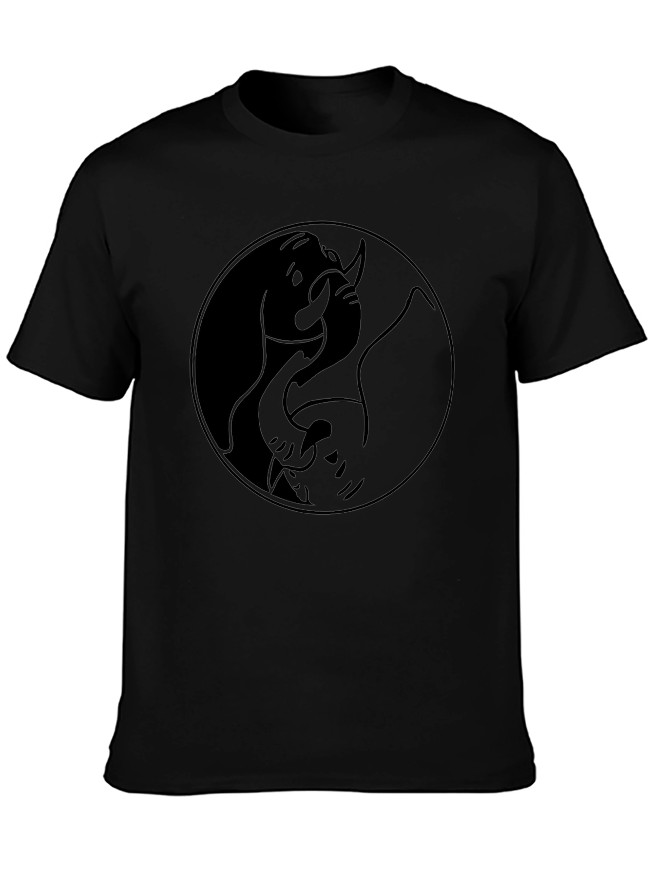 Black Yin Yang Elephant Graphic Tee - Stylish Black T-Shirt view 3