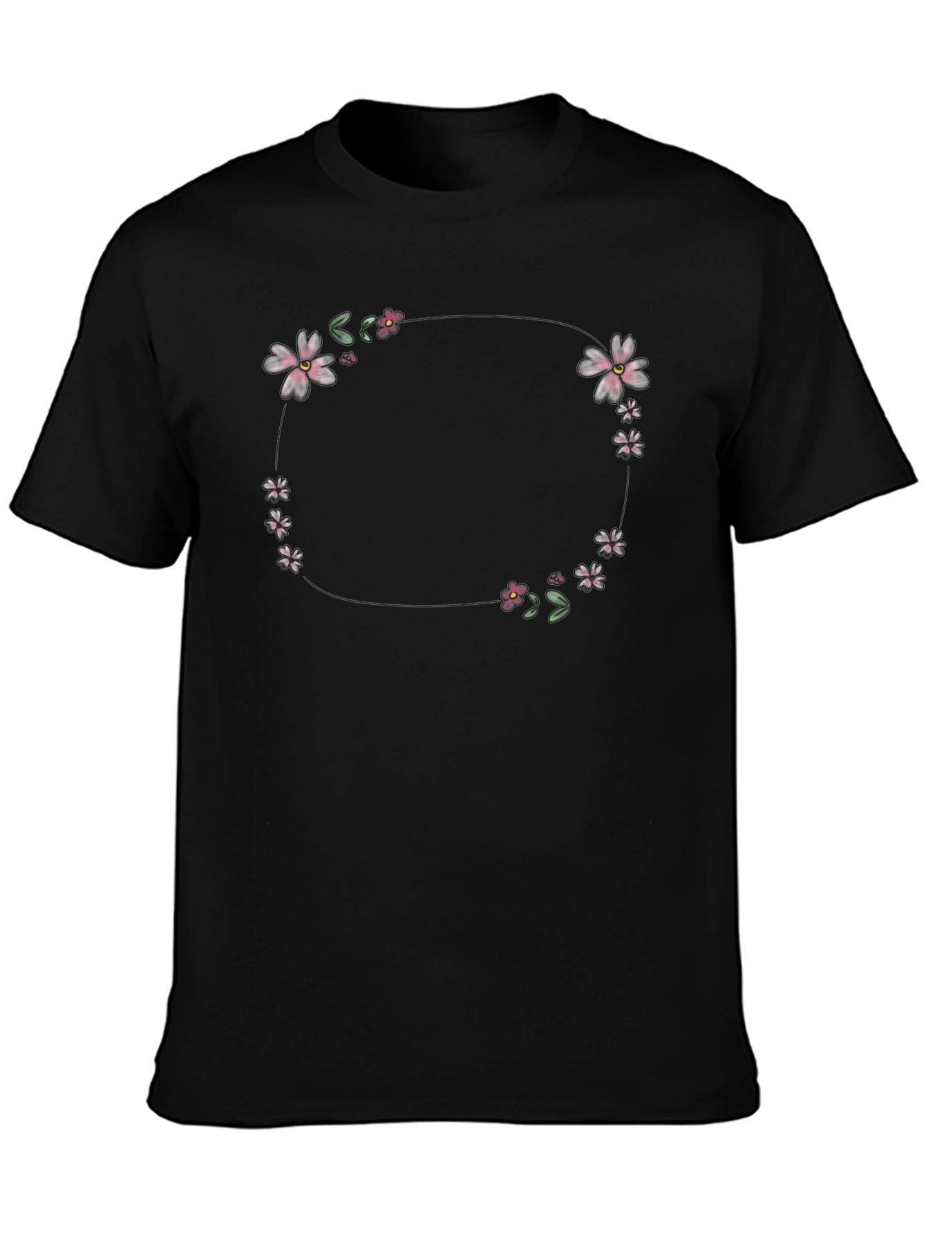 Black Floral Wreath Graphic T-Shirt view 3