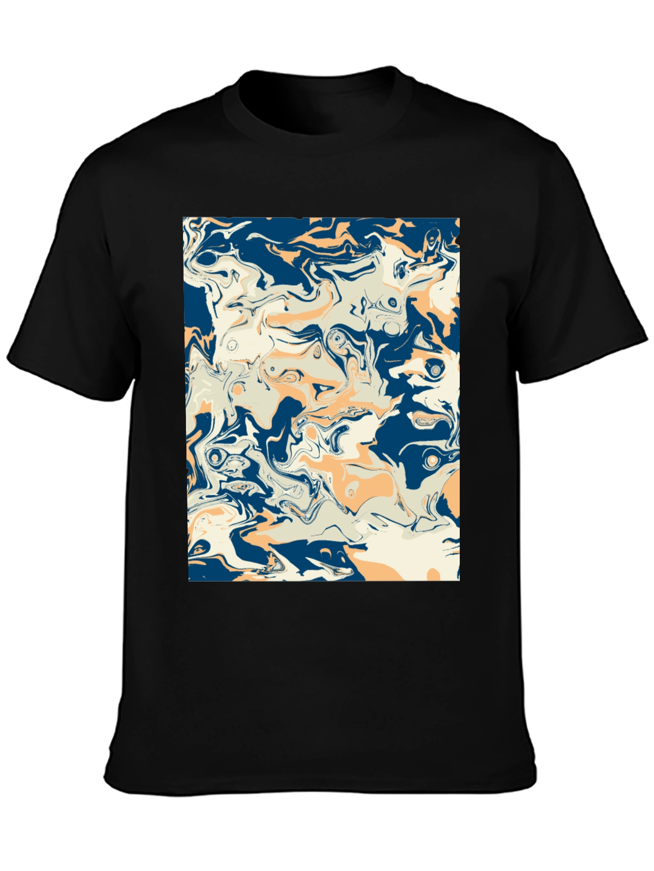 Black Abstract Swirl Graphic Tee - Stylish Men's Black T-Shirt view 3