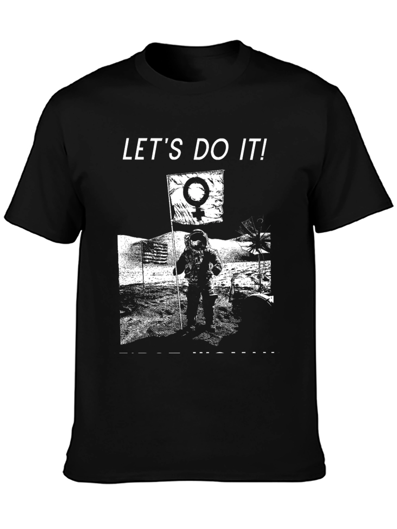 Black Let's Do It! Moon Landing Graphic T-Shirt view 3