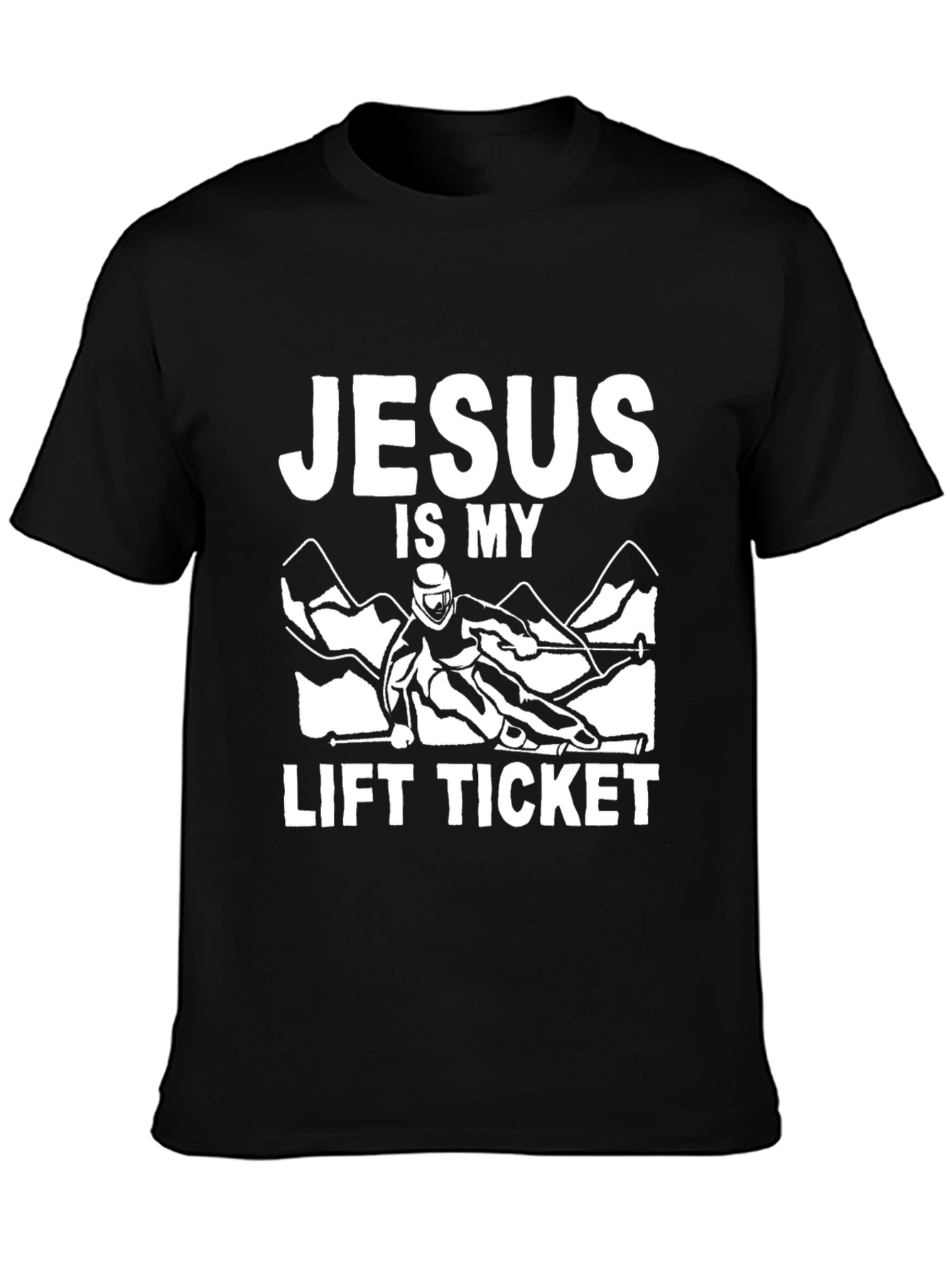 Black Jesus is My Lift Ticket Black T-Shirt view 3