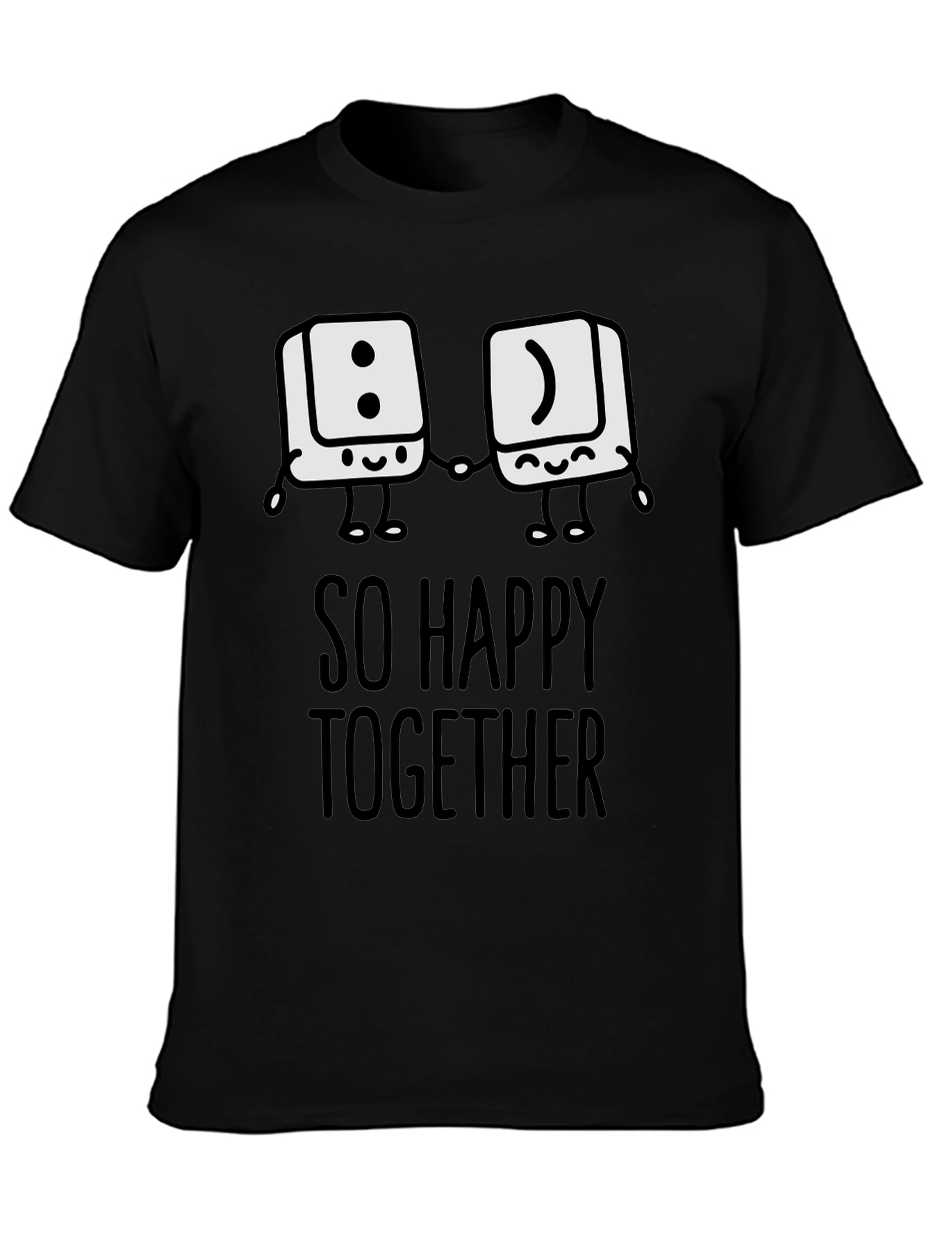 Black So Happy Together Graphic T-Shirt - Fun Couple Tee view 3