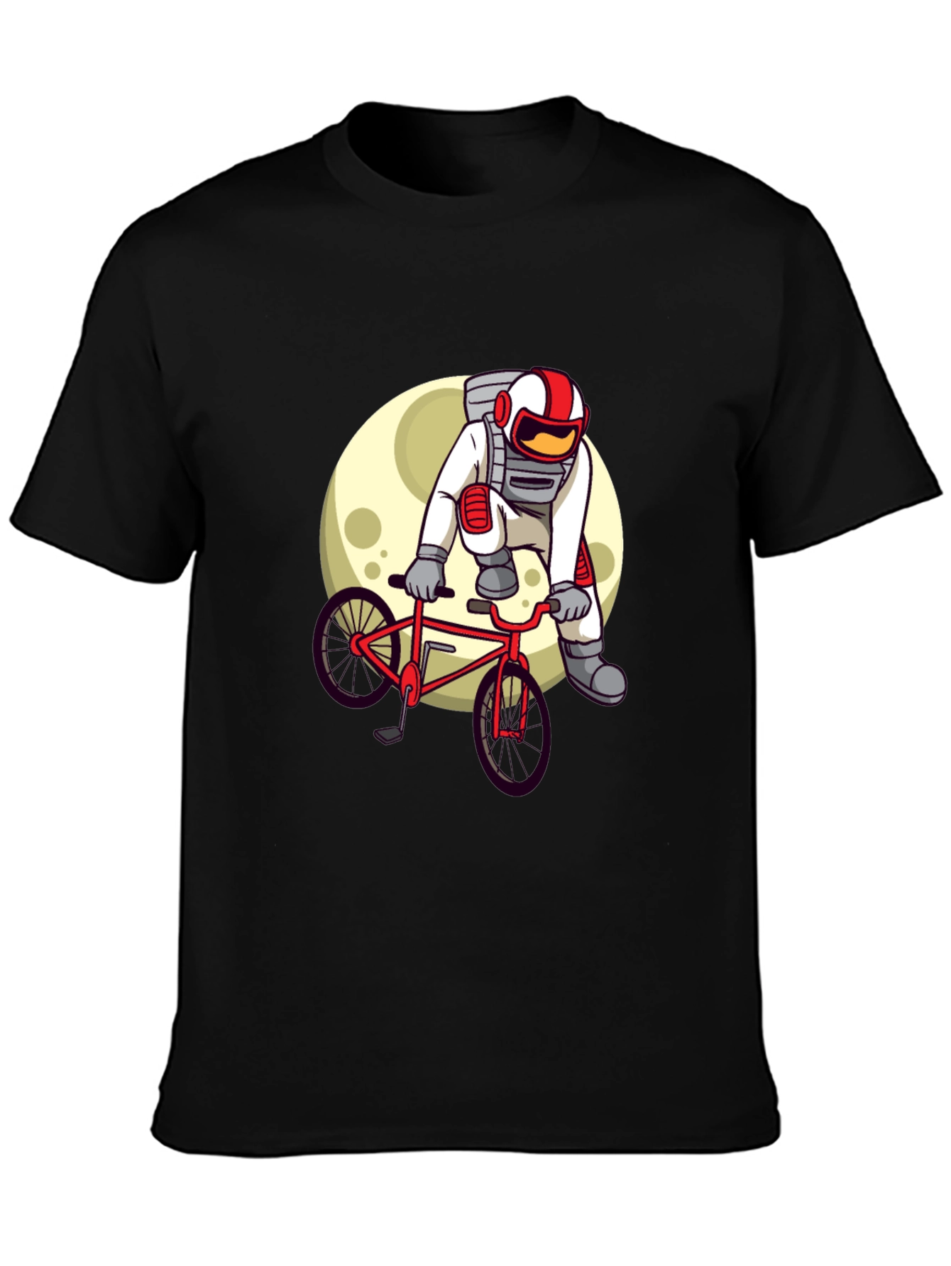 Black Astronaut Biker Graphic Tee - Space Adventure Shirt view 3