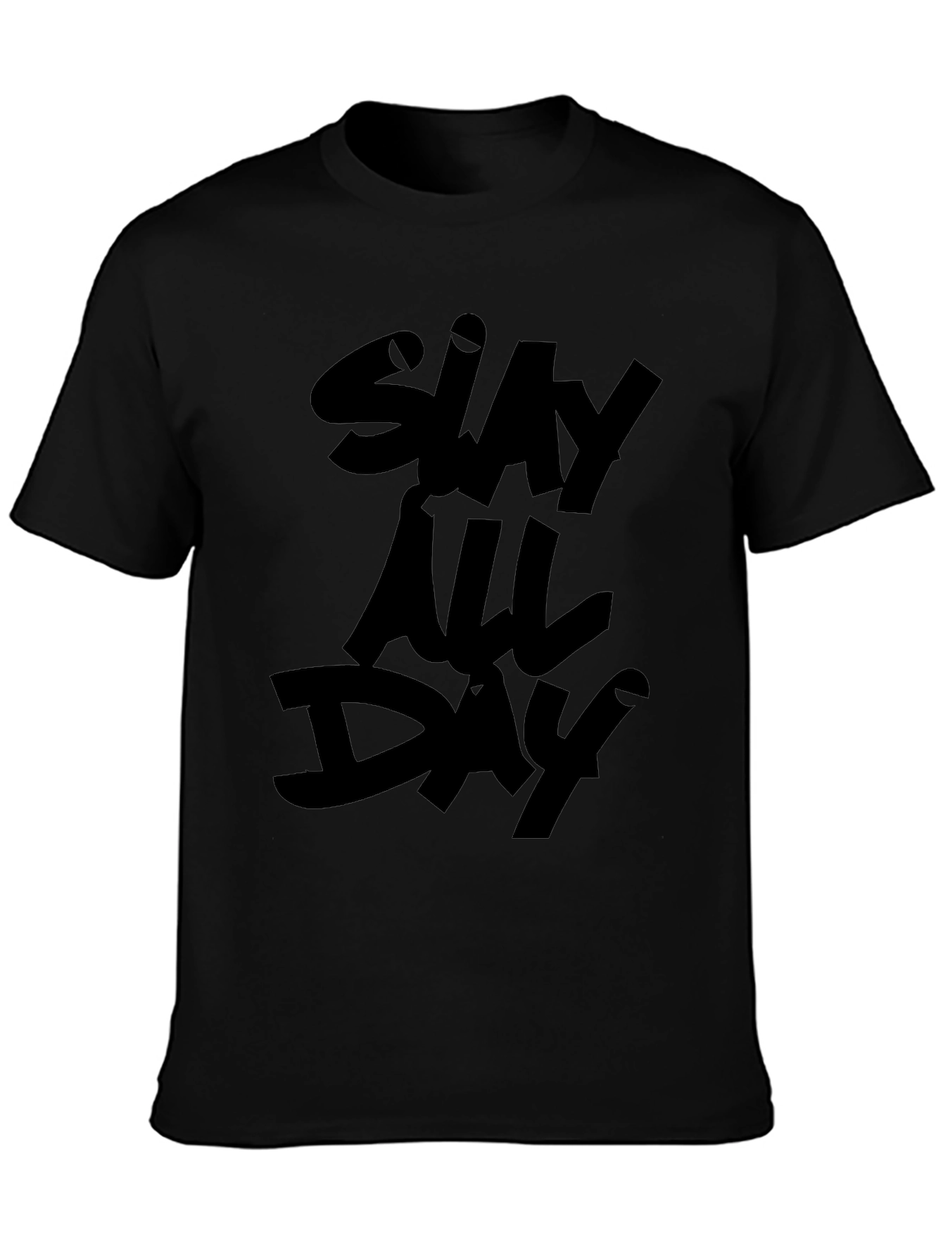 Black Slay All Day Black Graphic Tee view 3