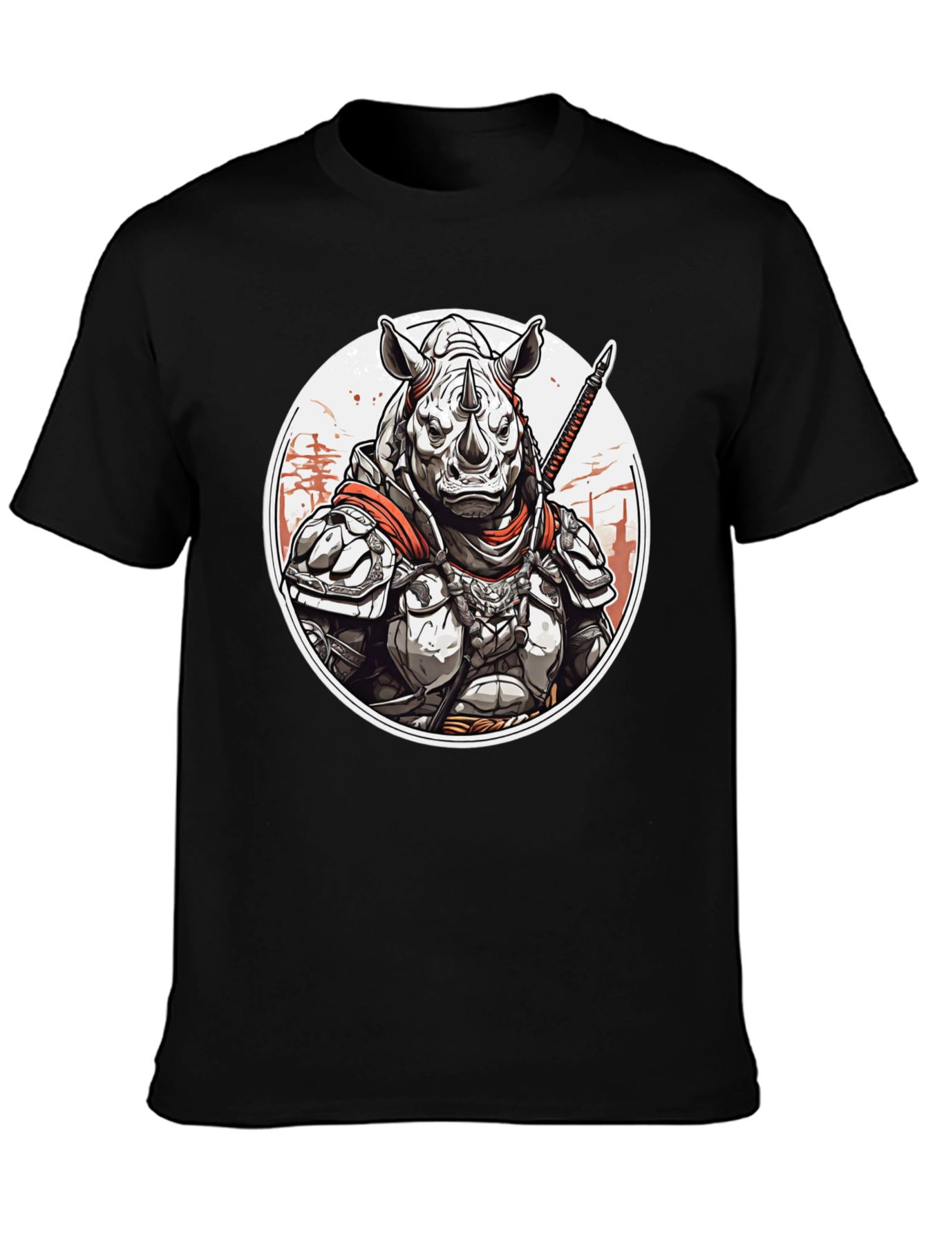 Black Armored Rhino Warrior Graphic Tee view 3