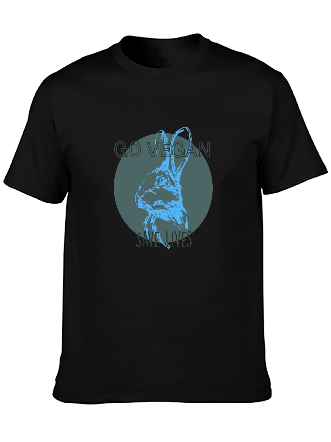 Black Vegan Rabbit Graphic Tee - Save Lives view 3