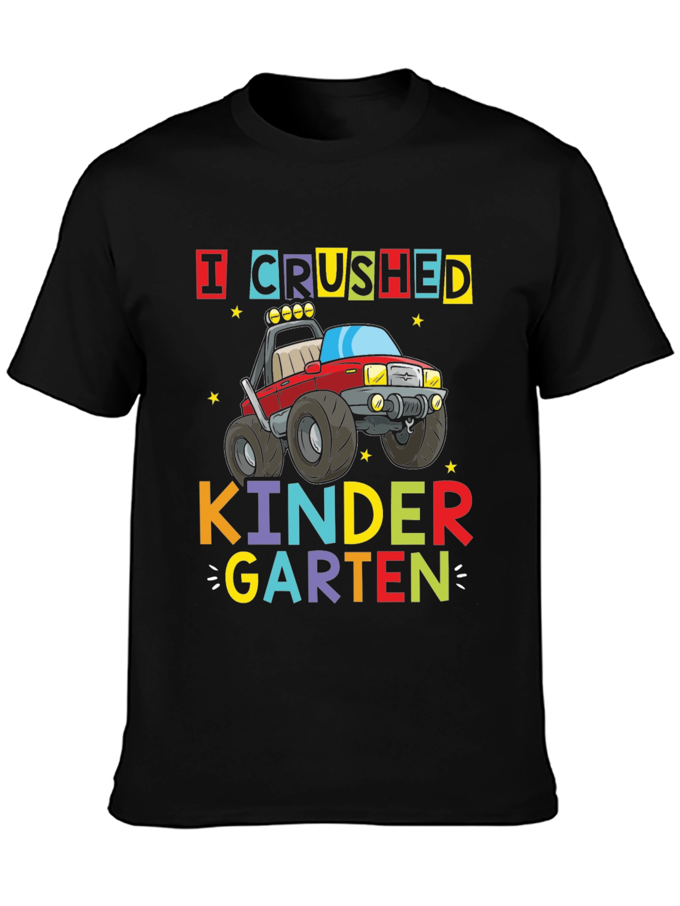 Black Crushed Kindergarten Monster Truck Graphic Tee view 3