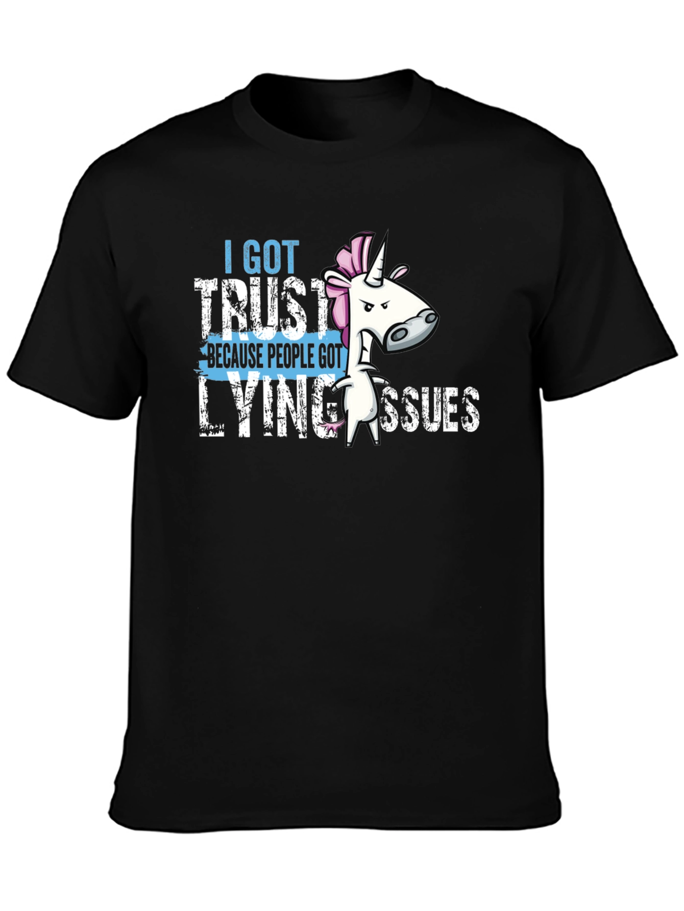 Black Trust Issues Graphic T-Shirt - Funny Unicorn Tee view 3