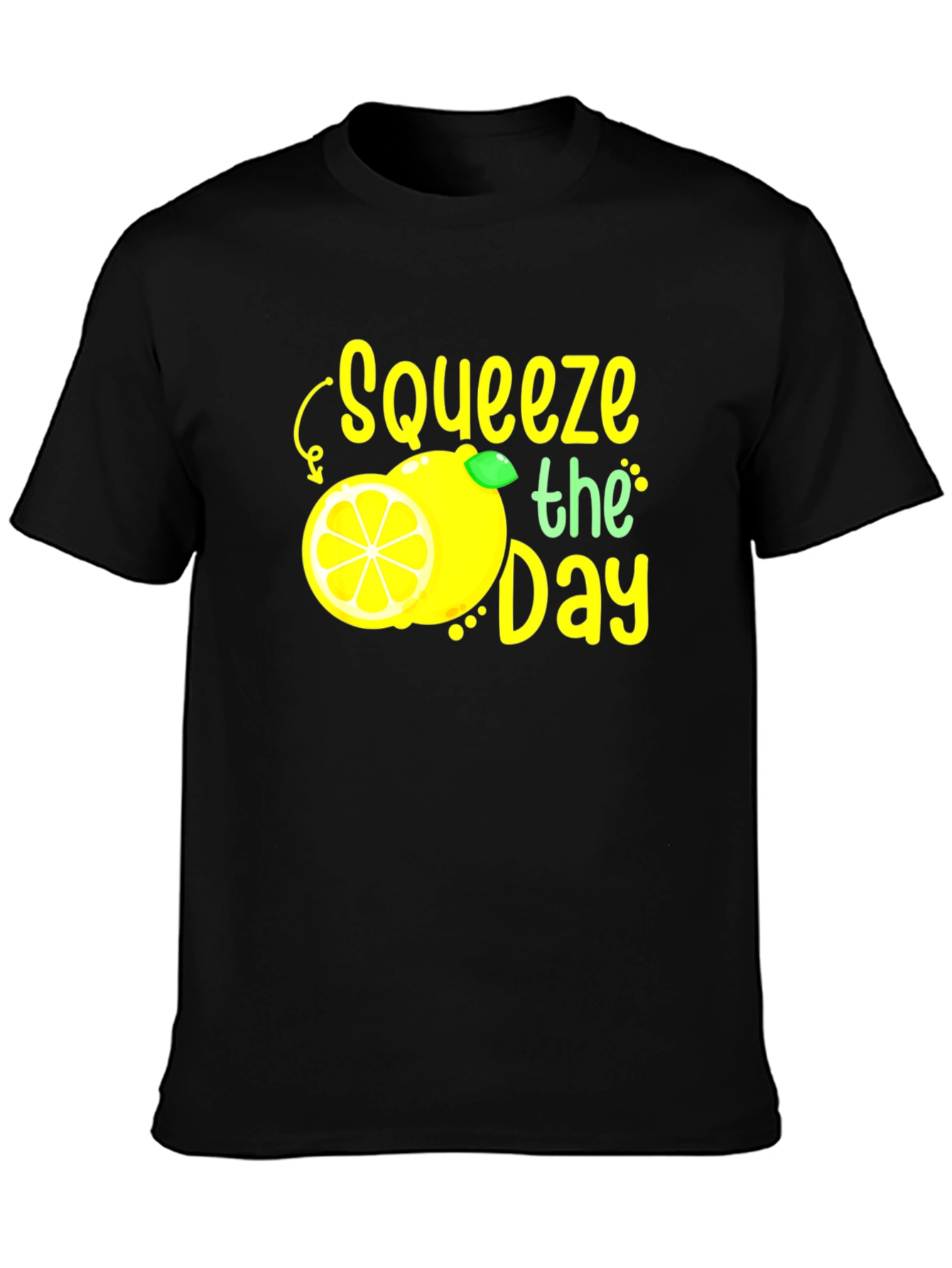 Black Squeeze the Day Graphic Tee - Black Cotton T-Shirt view 3