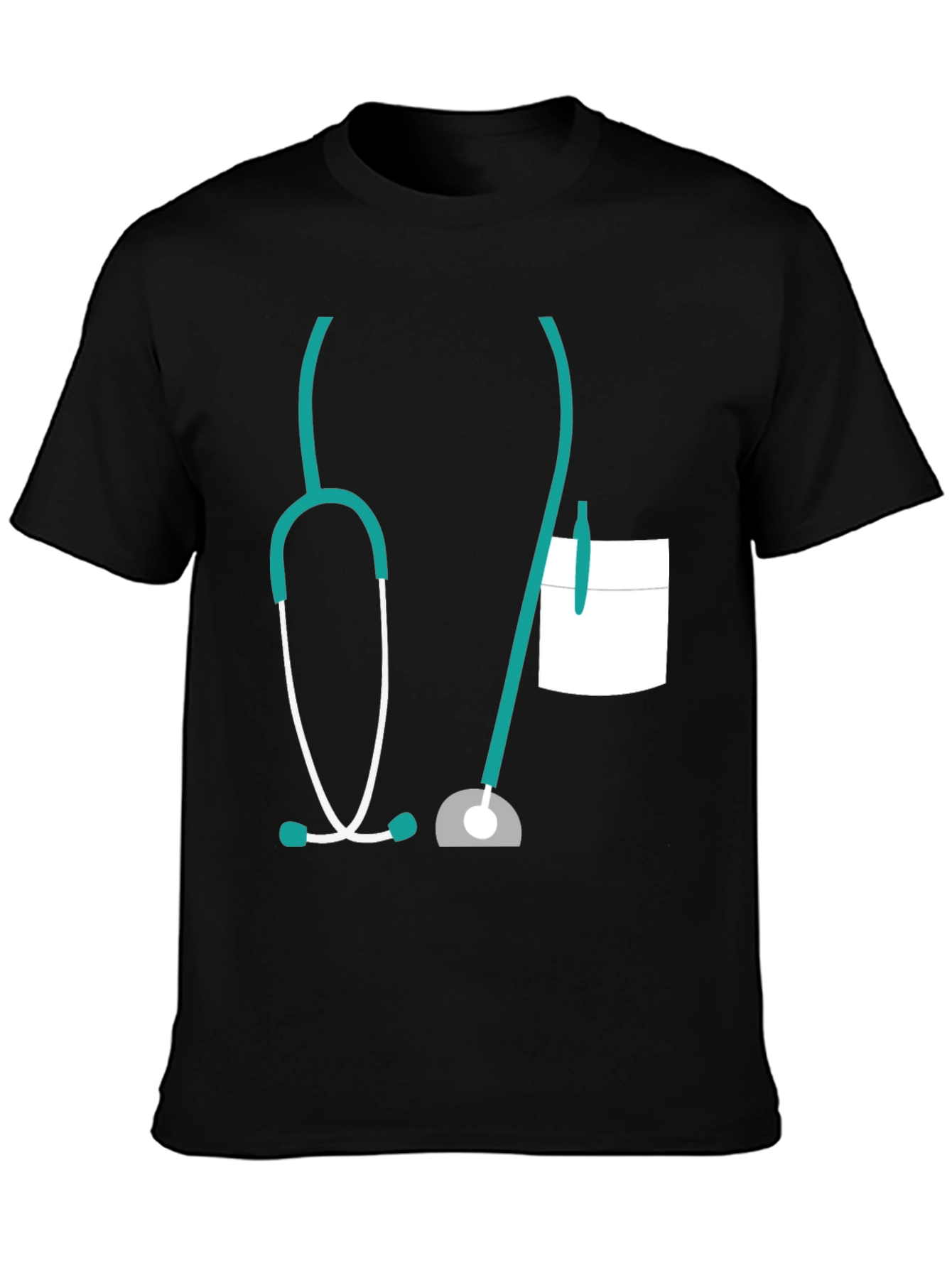 Black Doctor Stethoscope Graphic Tee - Novelty Medical Shirt view 3