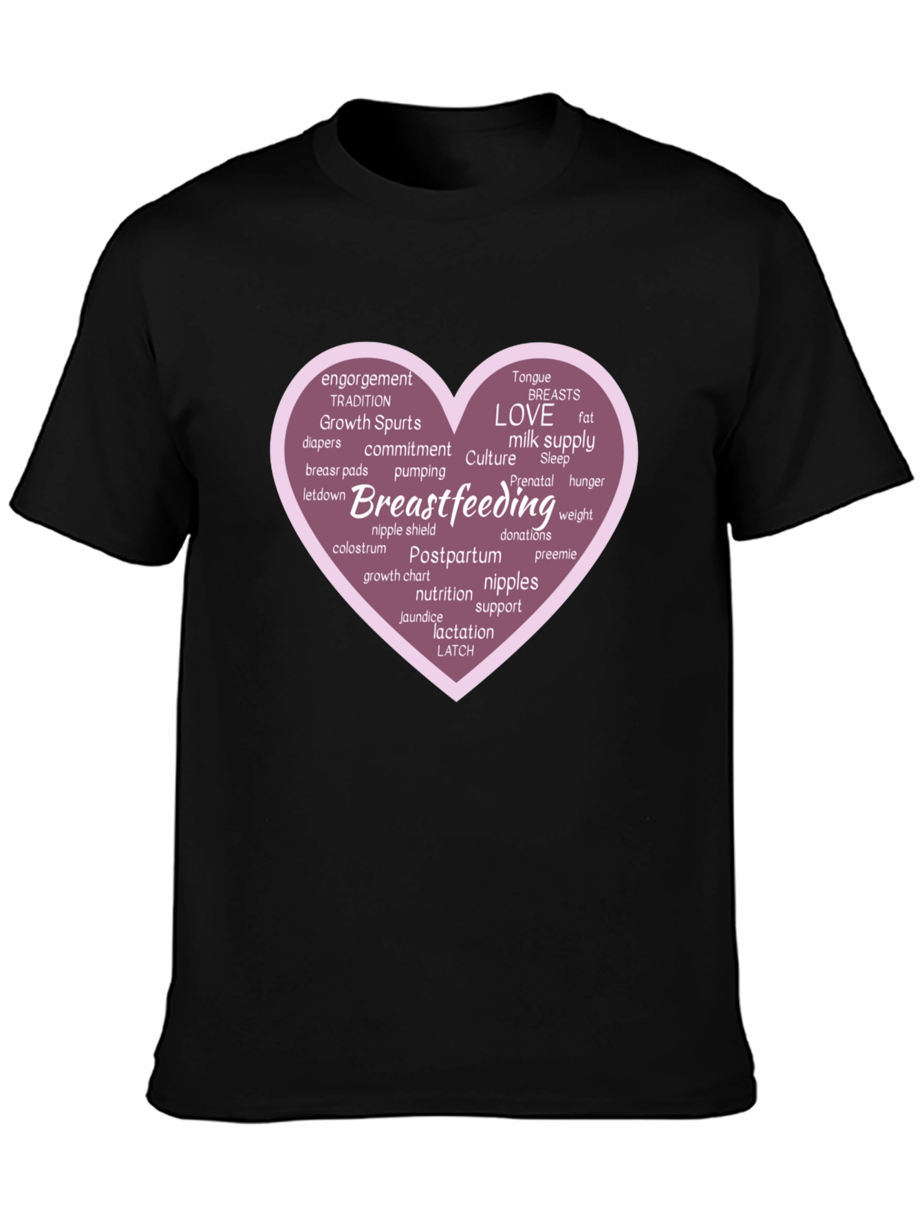 Black Breastfeeding Love Heart Graphic Tee view 3