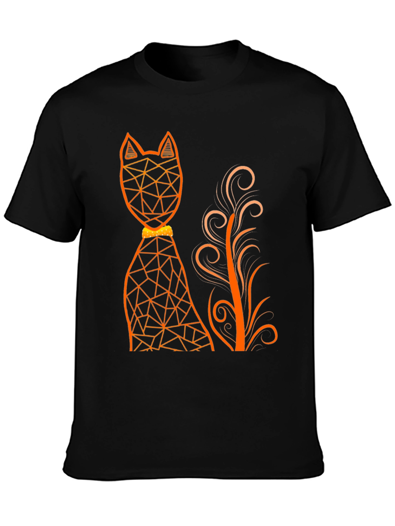 Black Geometric Cat Graphic Tee - Modern Art T-Shirt view 3