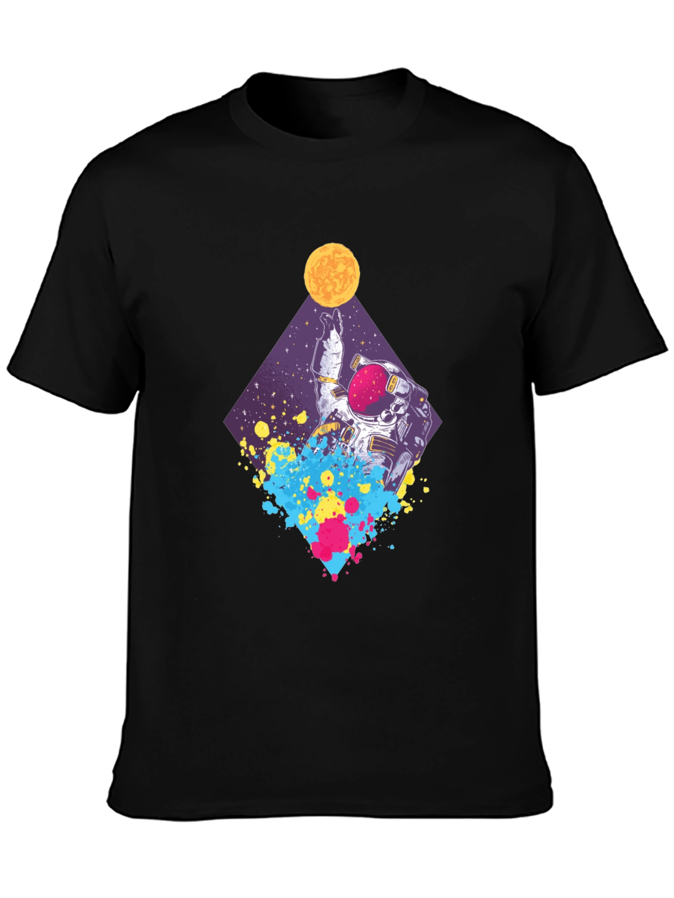 Black Astronaut Space Art T-Shirt - Black view 3