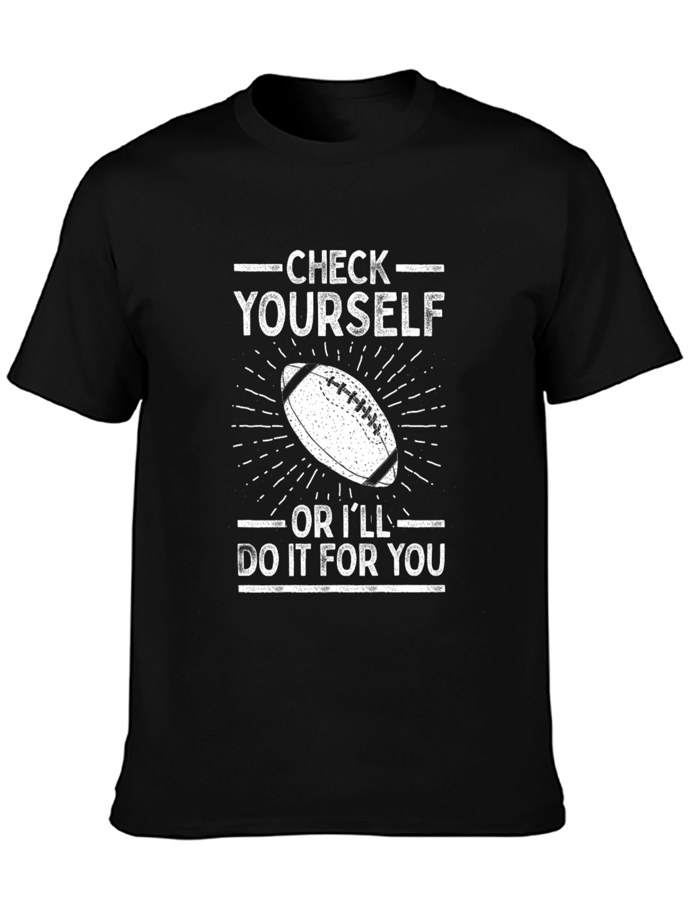 Black Check Yourself Football Graphic Tee view 3
