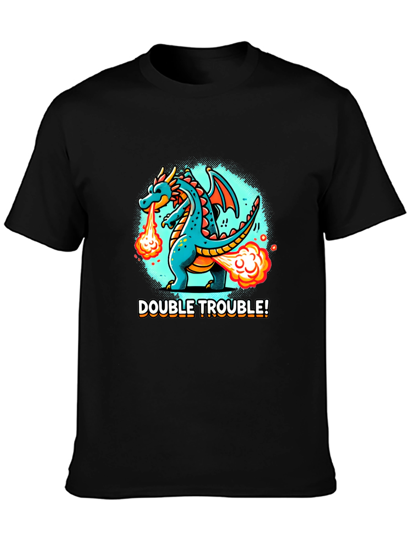 Black Double Trouble Dragon Graphic Tee - Black view 3