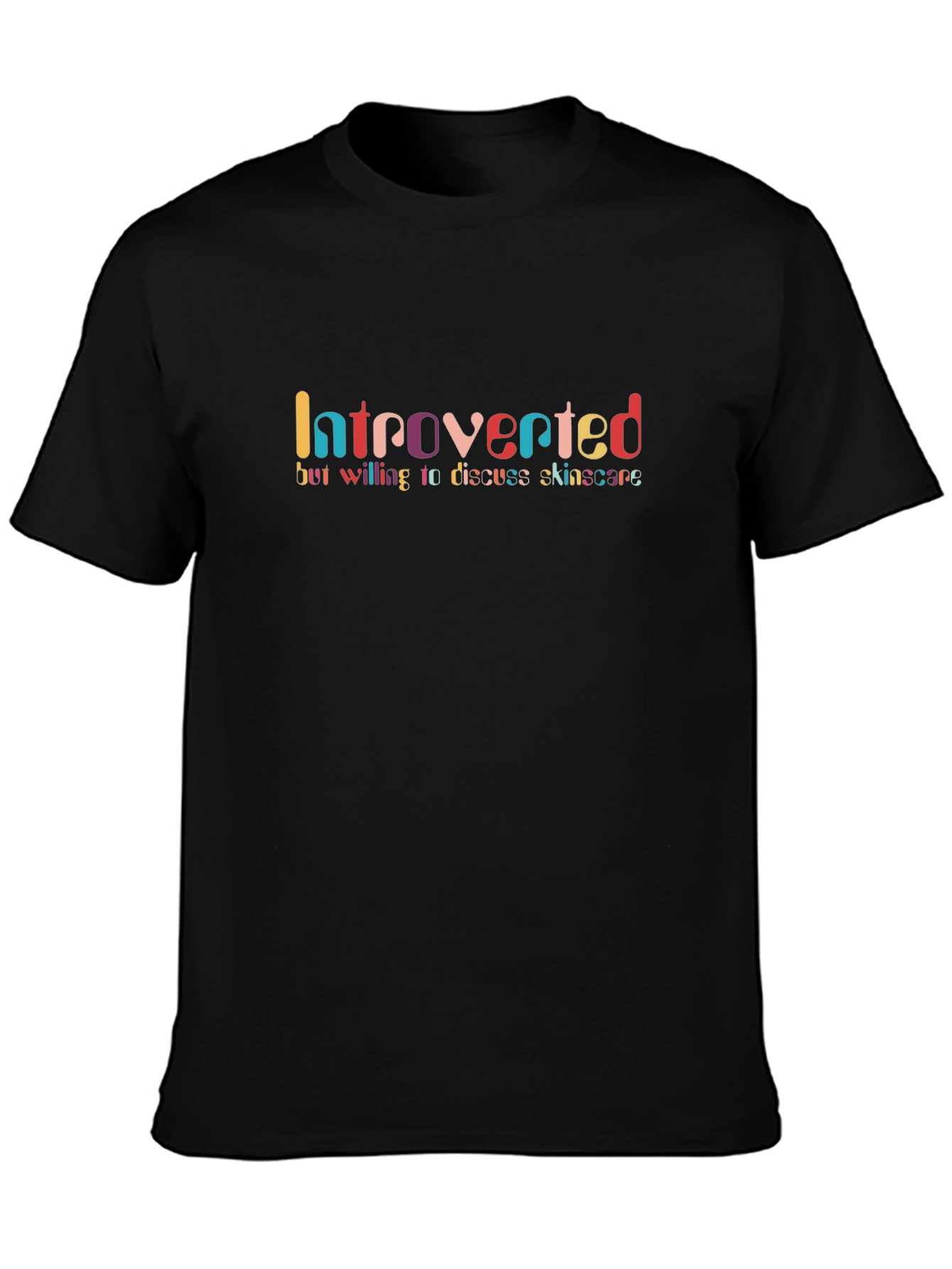 Black Introverted Skincare T-Shirt - Unisex Black Tee view 3