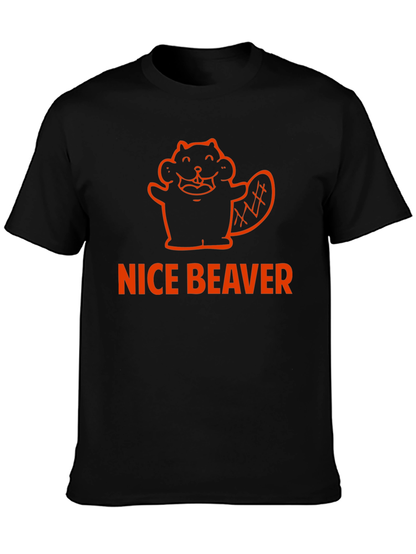 Black Nice Beaver Graphic Tee - Unisex Black T-Shirt view 3