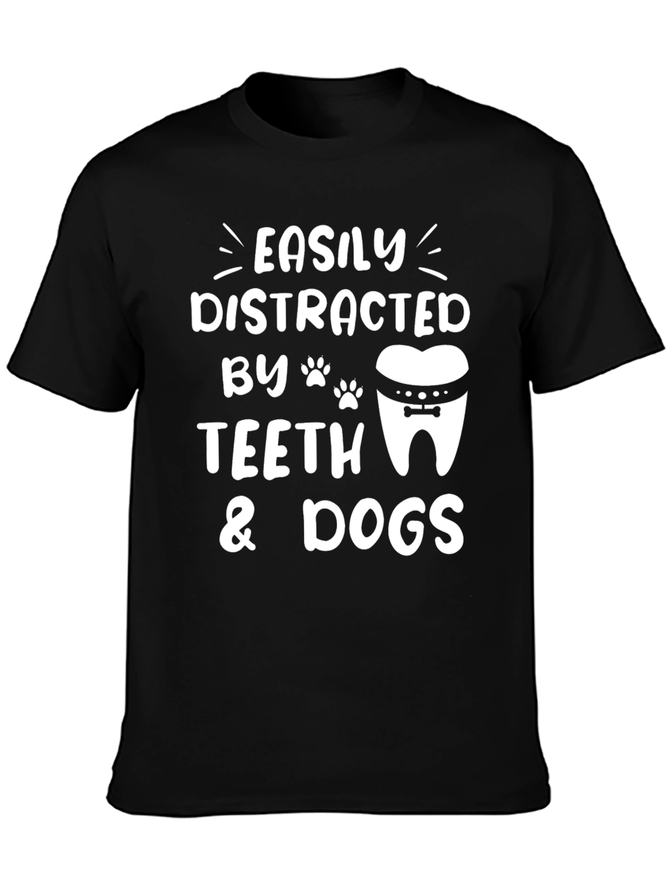 Black Easily Distracted by Teeth & Dogs T-Shirt view 3