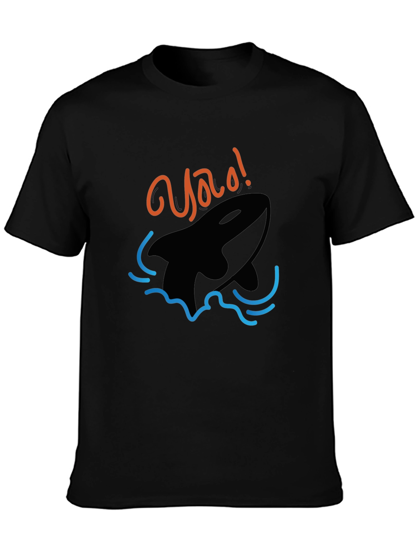 Black Orca Whale Graphic Black T-Shirt - 'Yao!' Design view 3