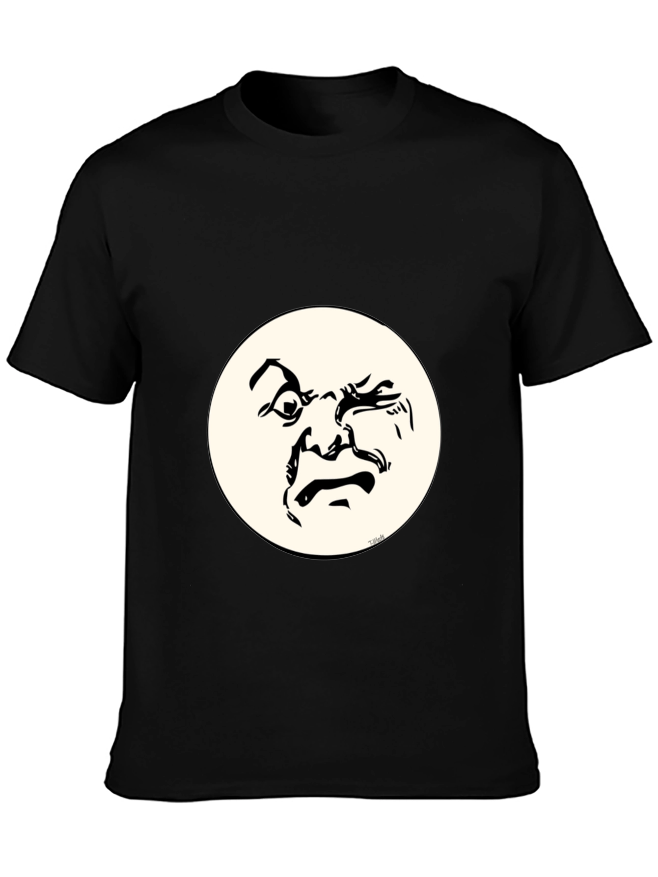 Black Funny Face Graphic T-Shirt - Crew Neck Cotton Tee view 3