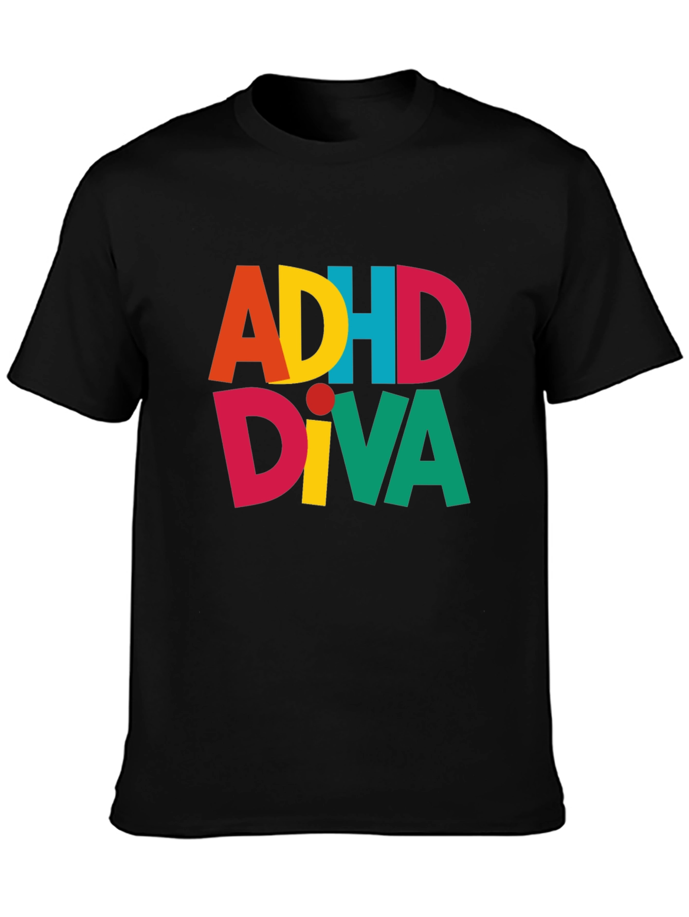 Black ADHDiva T-Shirt - Colorful Graphic Tee view 3