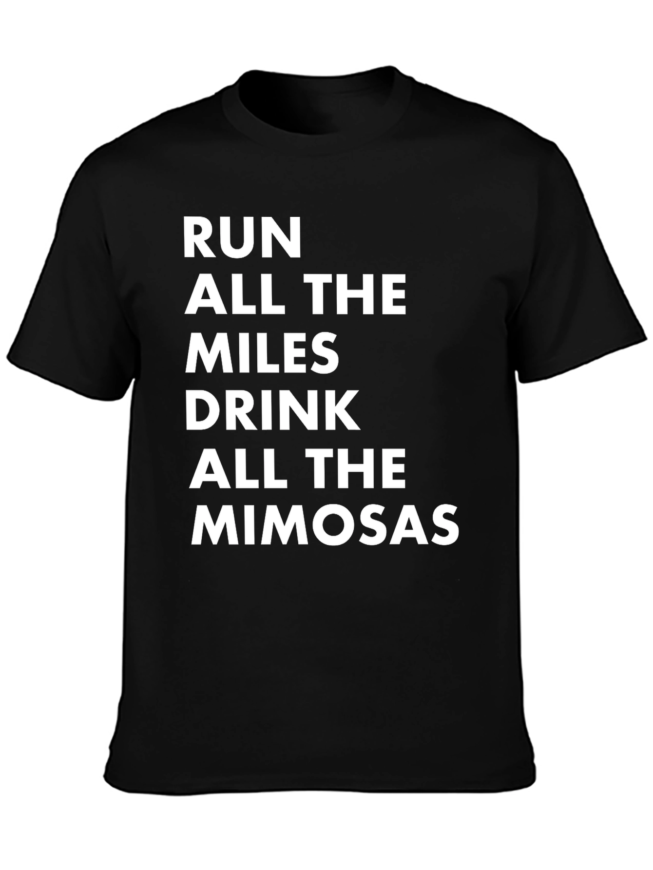 Black Run Miles & Drink Mimosas Black T-Shirt view 3