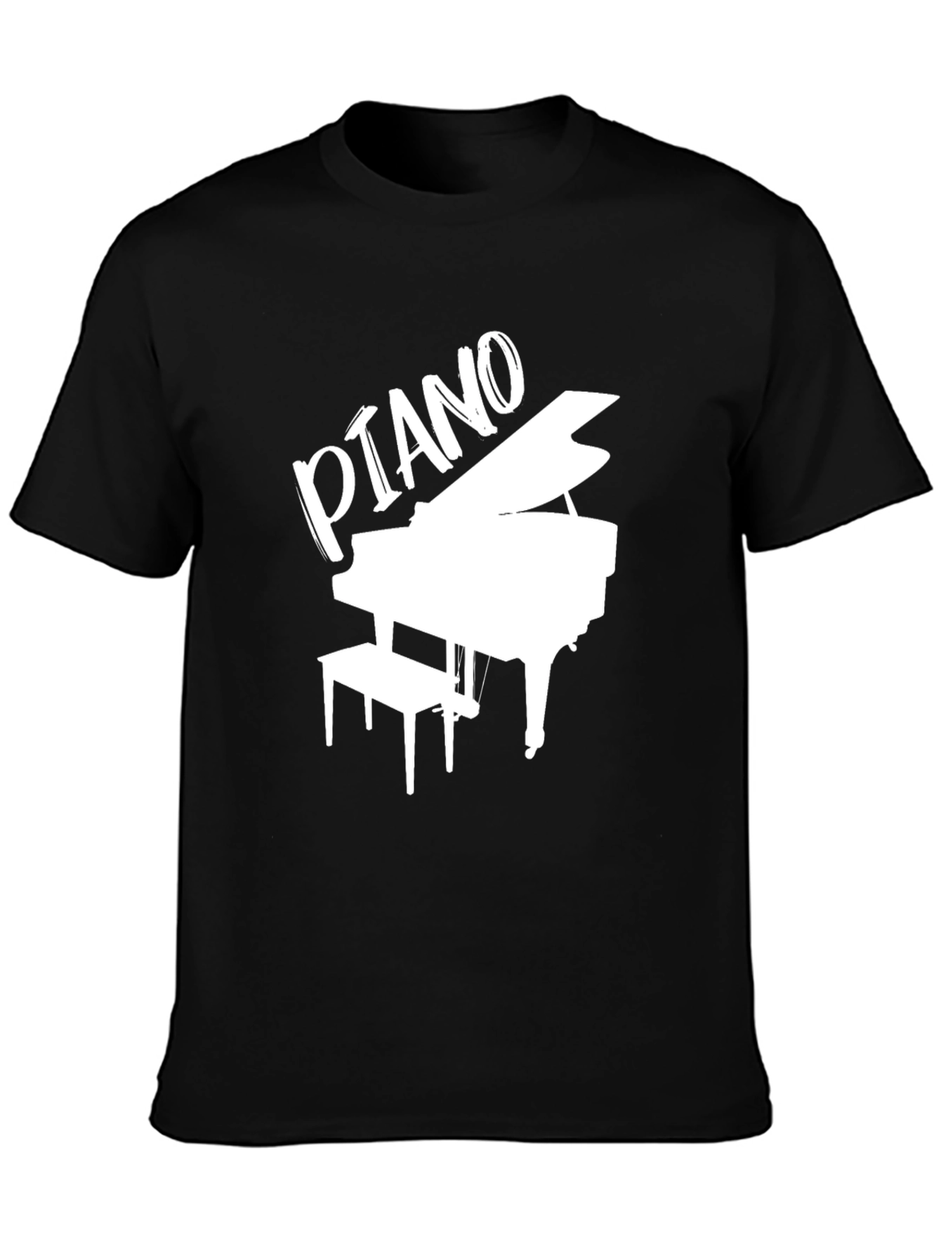 Black Piano Graphic Tee - Black Cotton T-Shirt view 3