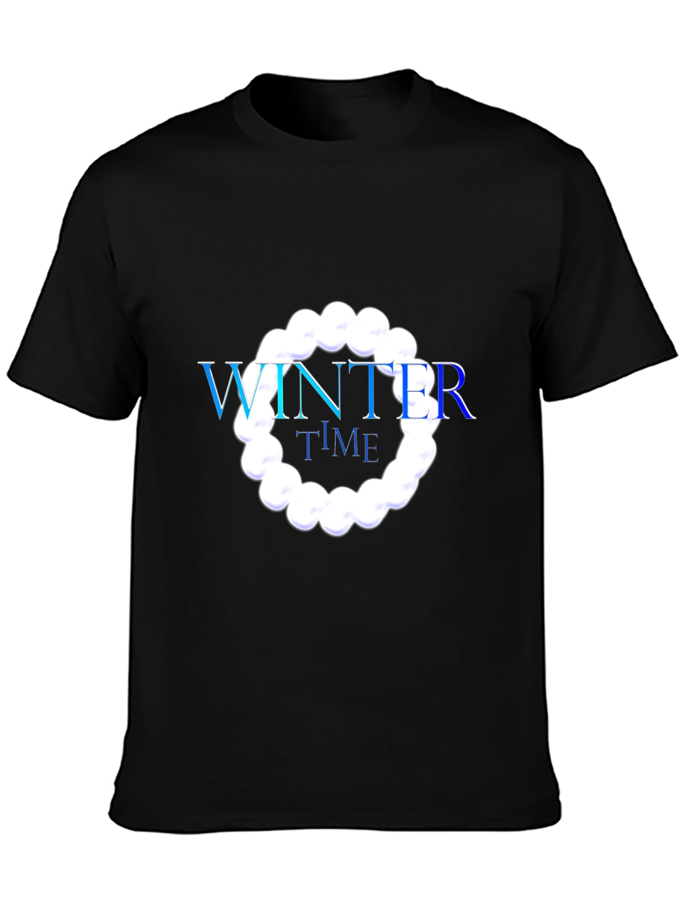 Black Winter Time Graphic Black T-Shirt view 3