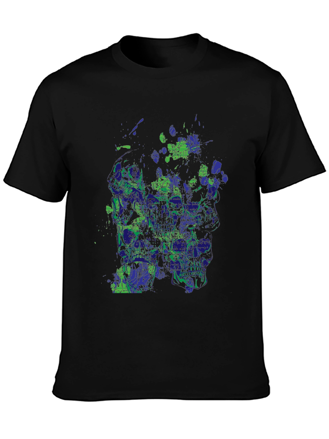 Black Abstract Skull Graphic Print Black T-Shirt view 3