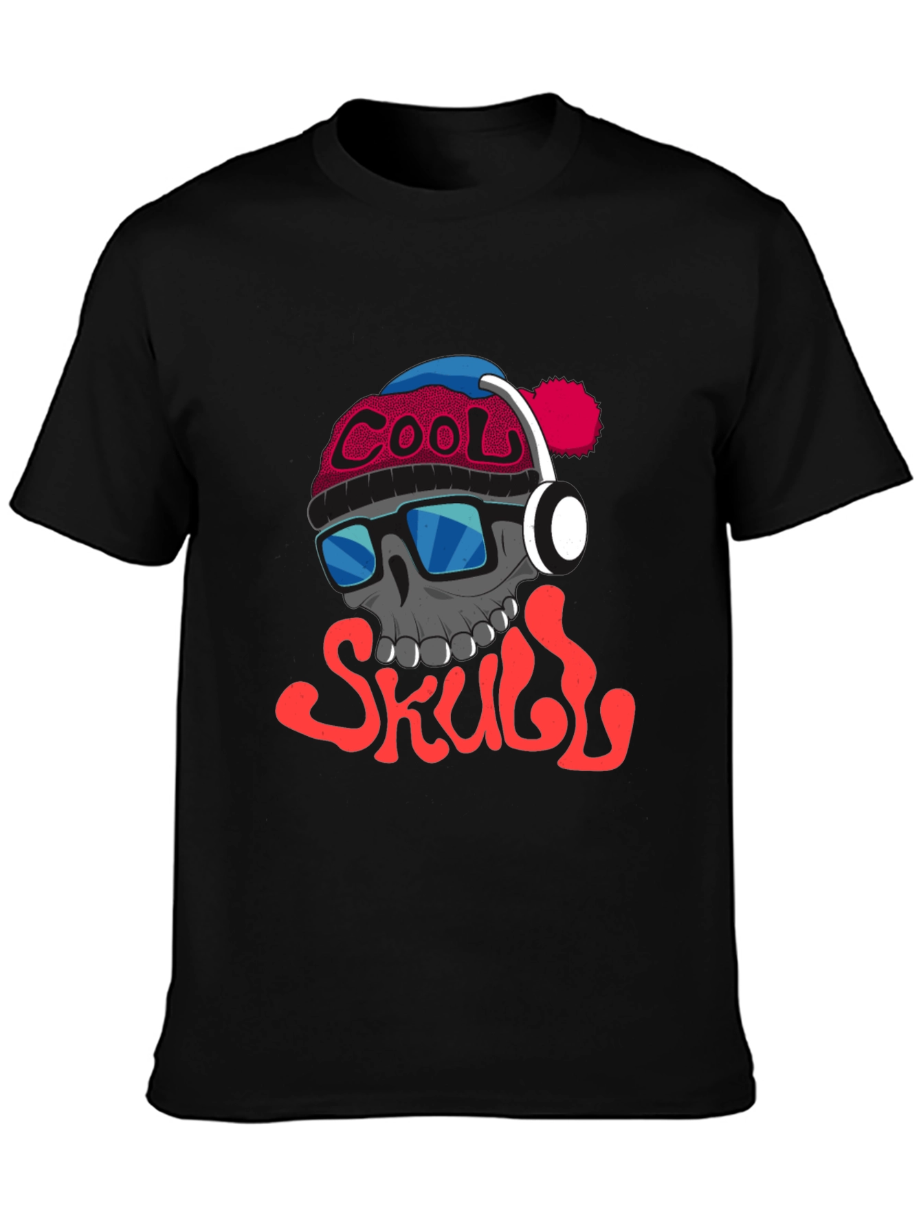 Black Cool Skull Graphic Tee - Trendy Streetwear view 3