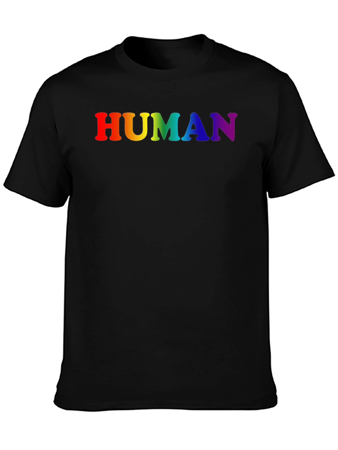 Black Rainbow HUMAN Graphic Black T-Shirt view 3