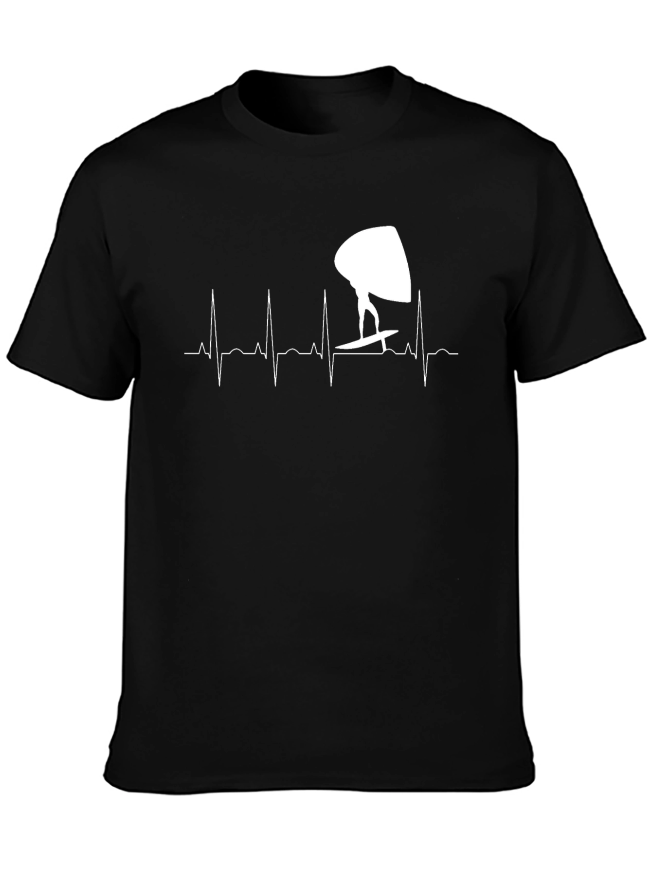 Black Windsurf Heartbeat T-Shirt - Black Surf Tee view 3