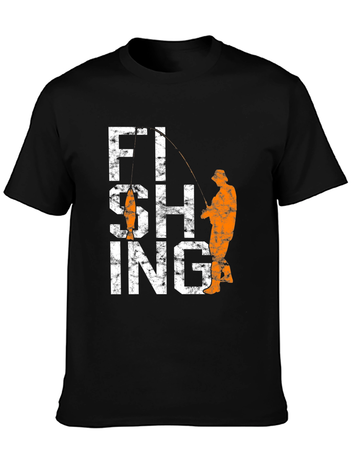 Black Fishing Graphic Tee - Black Cotton Angler T-Shirt view 3