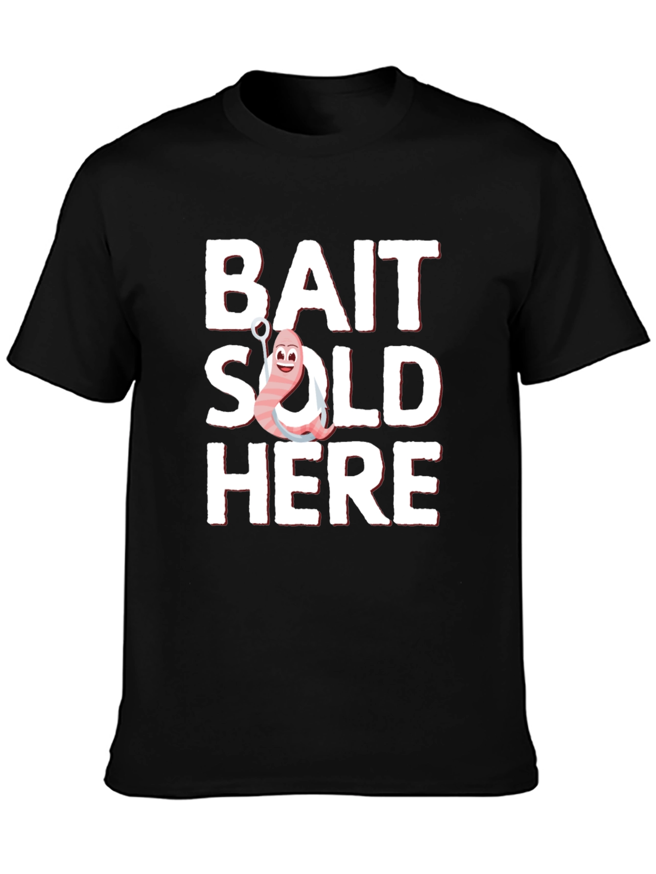 Black Bait Sold Here Graphic T-Shirt - Fishing Humor view 3