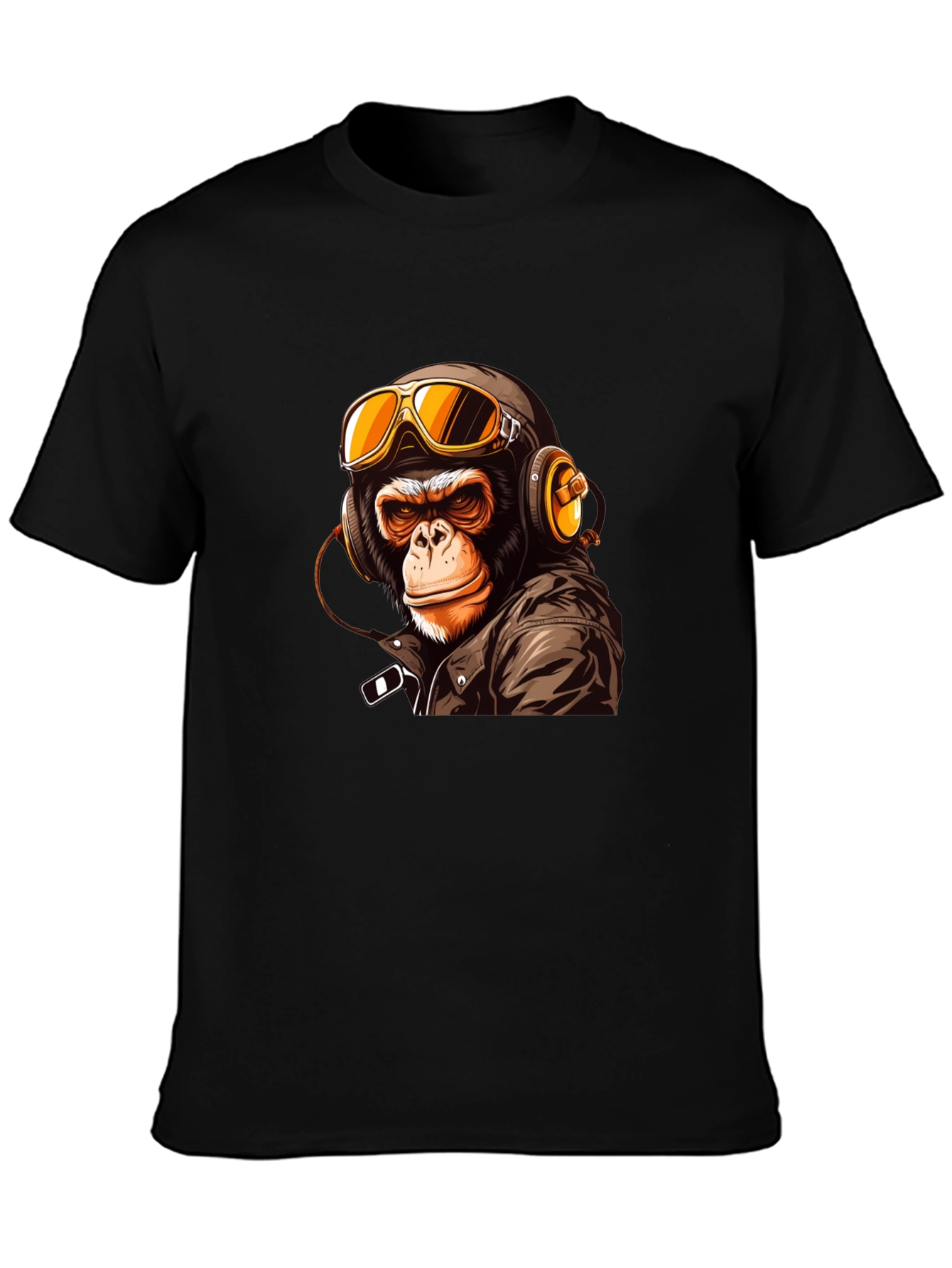 Black Cool Biker Monkey Graphic Tee - Black view 3