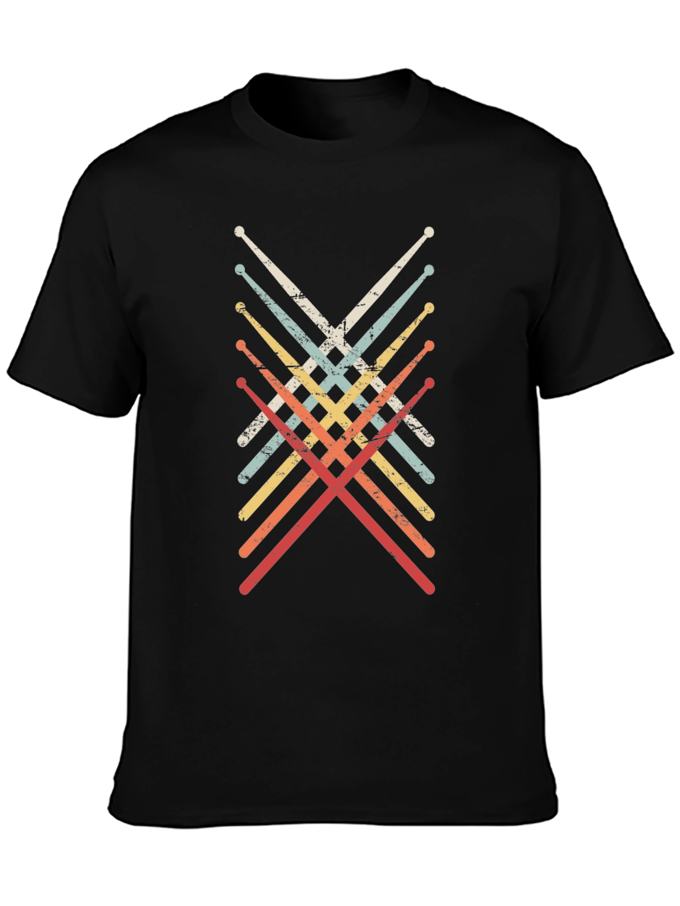 Black Retro Drumsticks T-Shirt - Musician Tee view 3