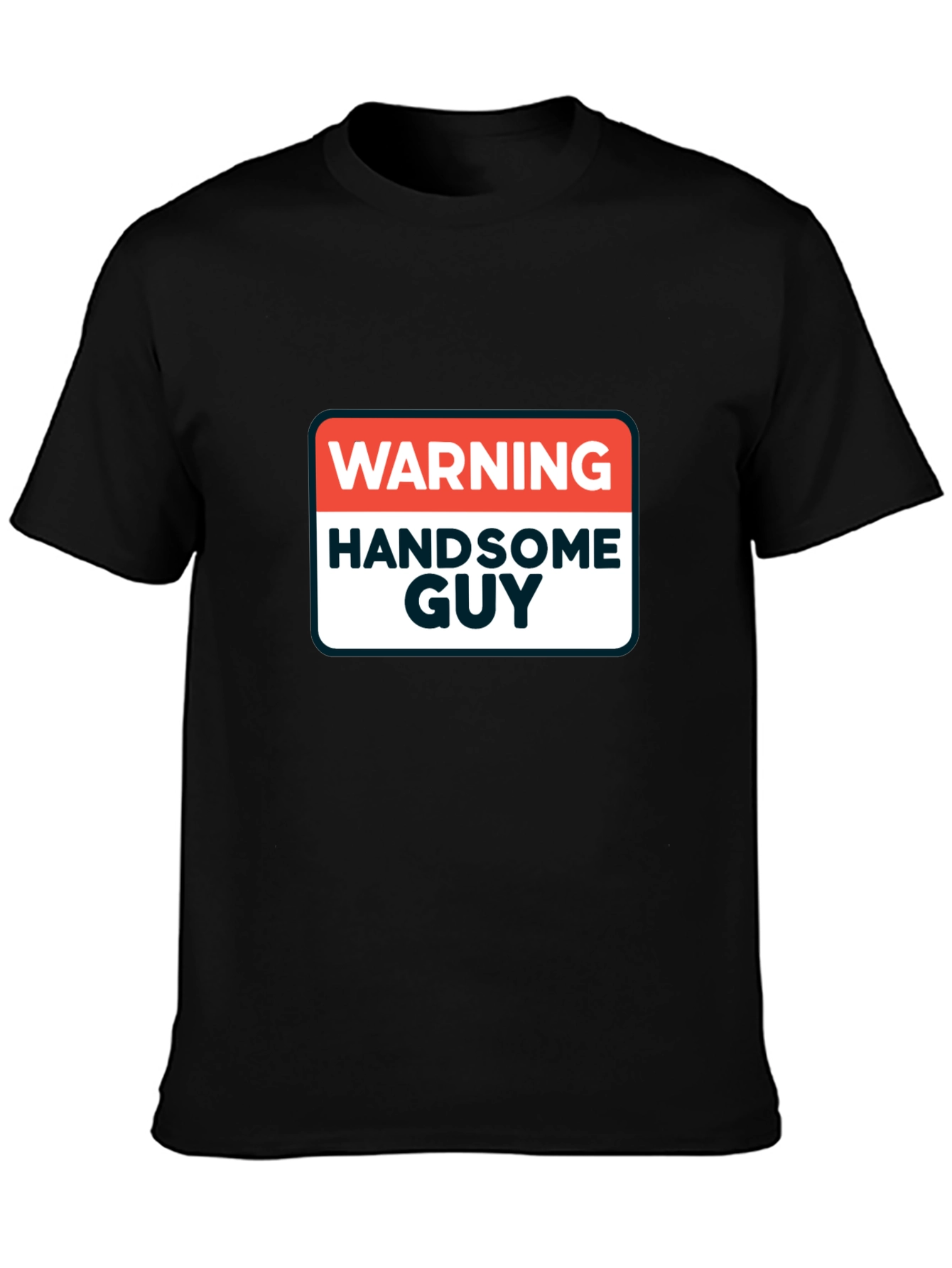 Black Warning Handsome Guy Graphic T-Shirt view 3