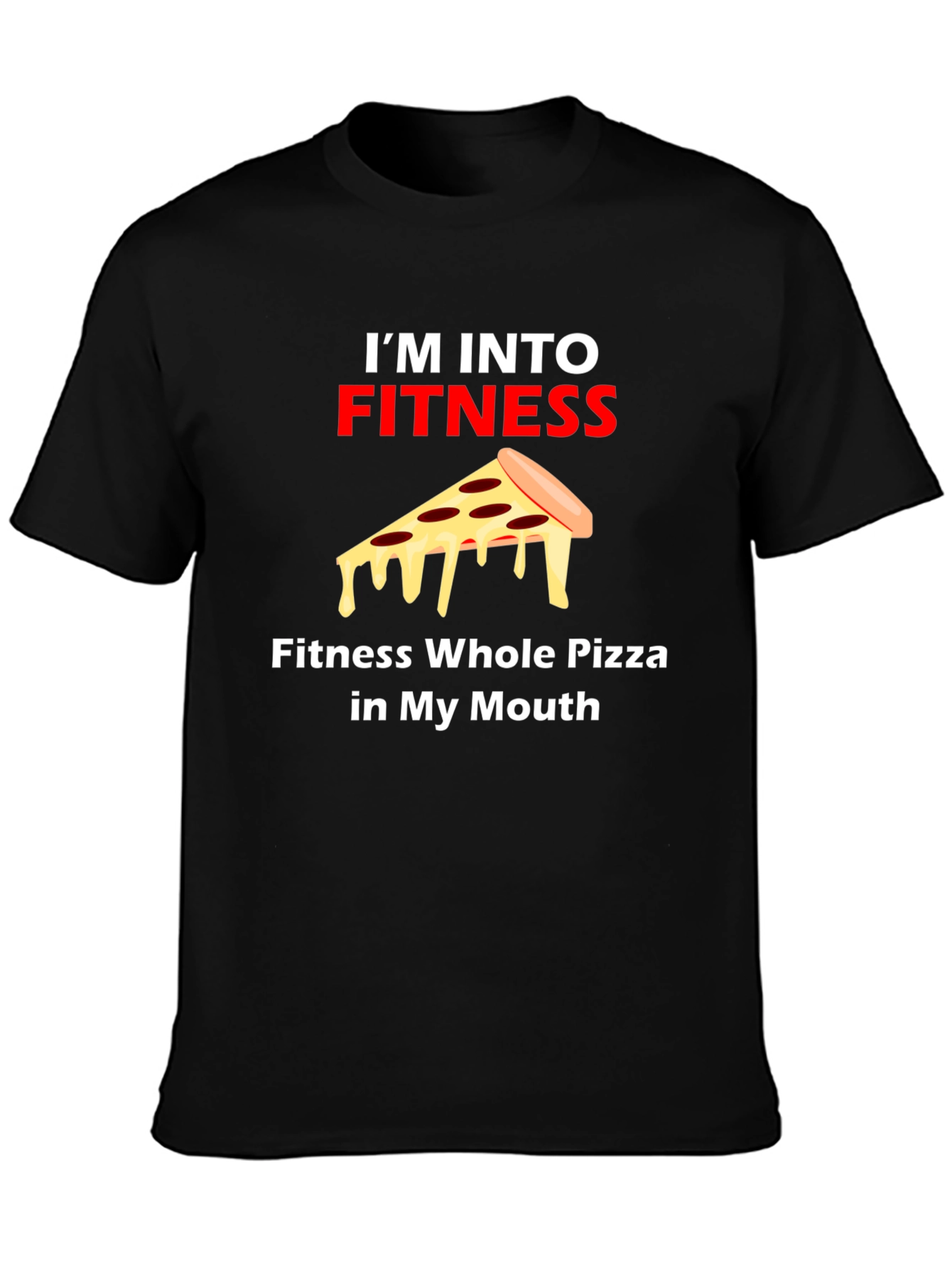 Black Fitness Pizza Graphic Tee view 3