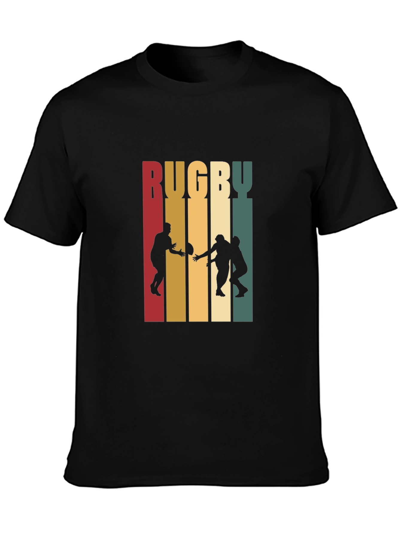 Black Rugby Graphic T-Shirt | Retro Style Cotton Tee view 3