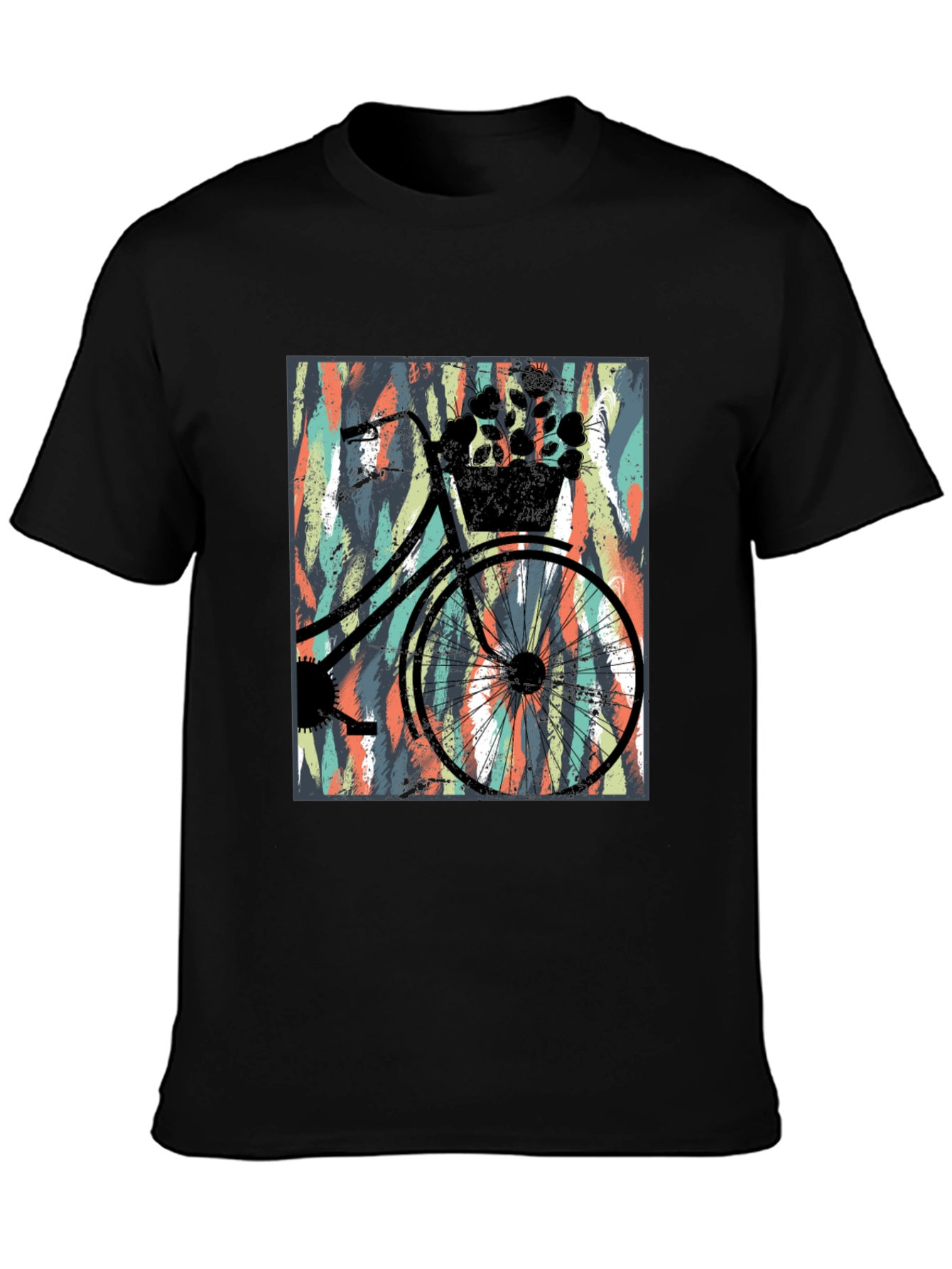 Black Stylish Black T-Shirt with Bicycle Graphic view 3