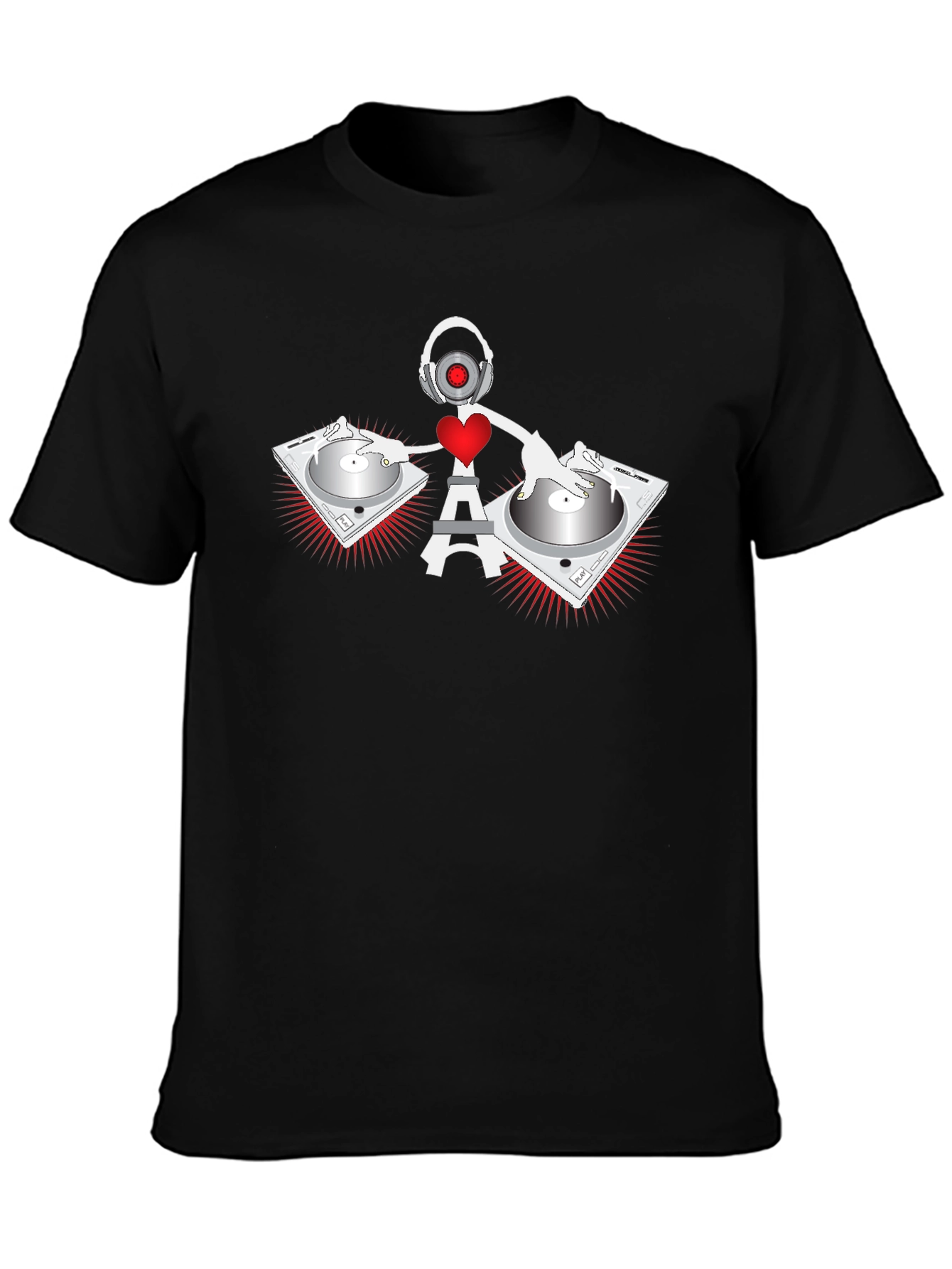 Black DJ Eiffel Tower Graphic Tee - Black view 3