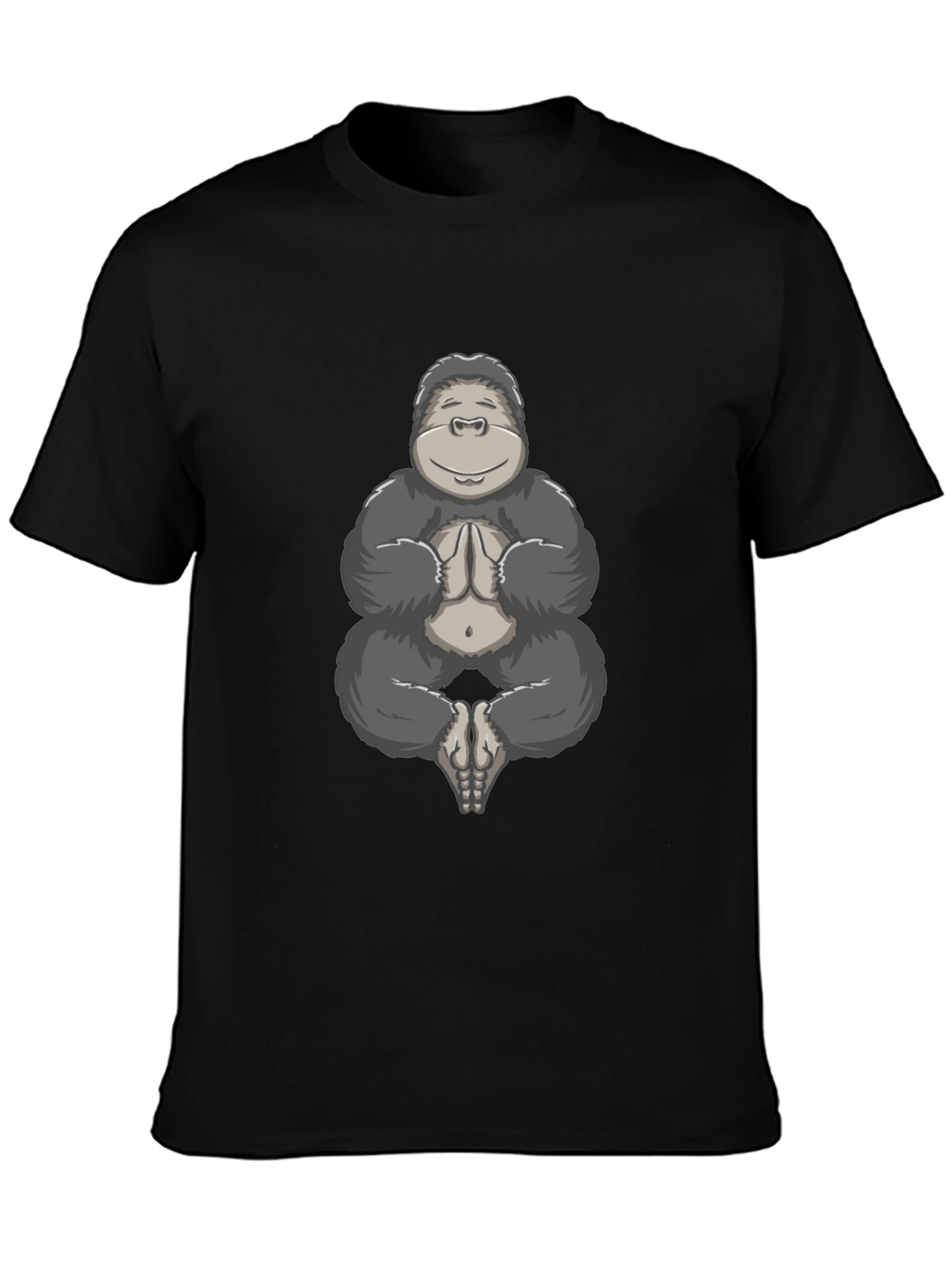 Black Zen Gorilla T-Shirt - Meditating Ape Design view 3