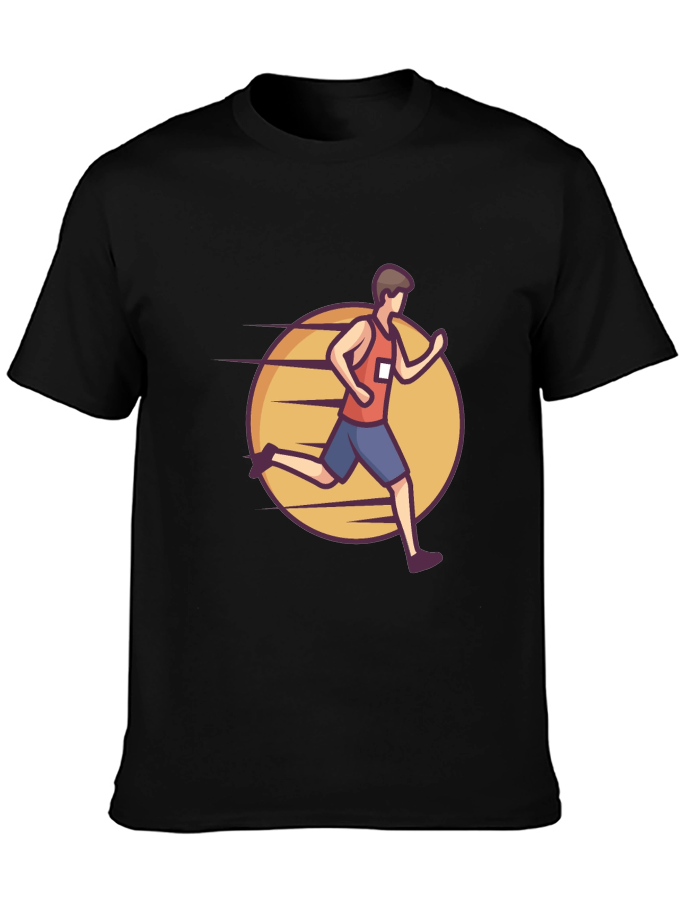 Black Black Graphic Tee: Cartoon Runner Design view 3