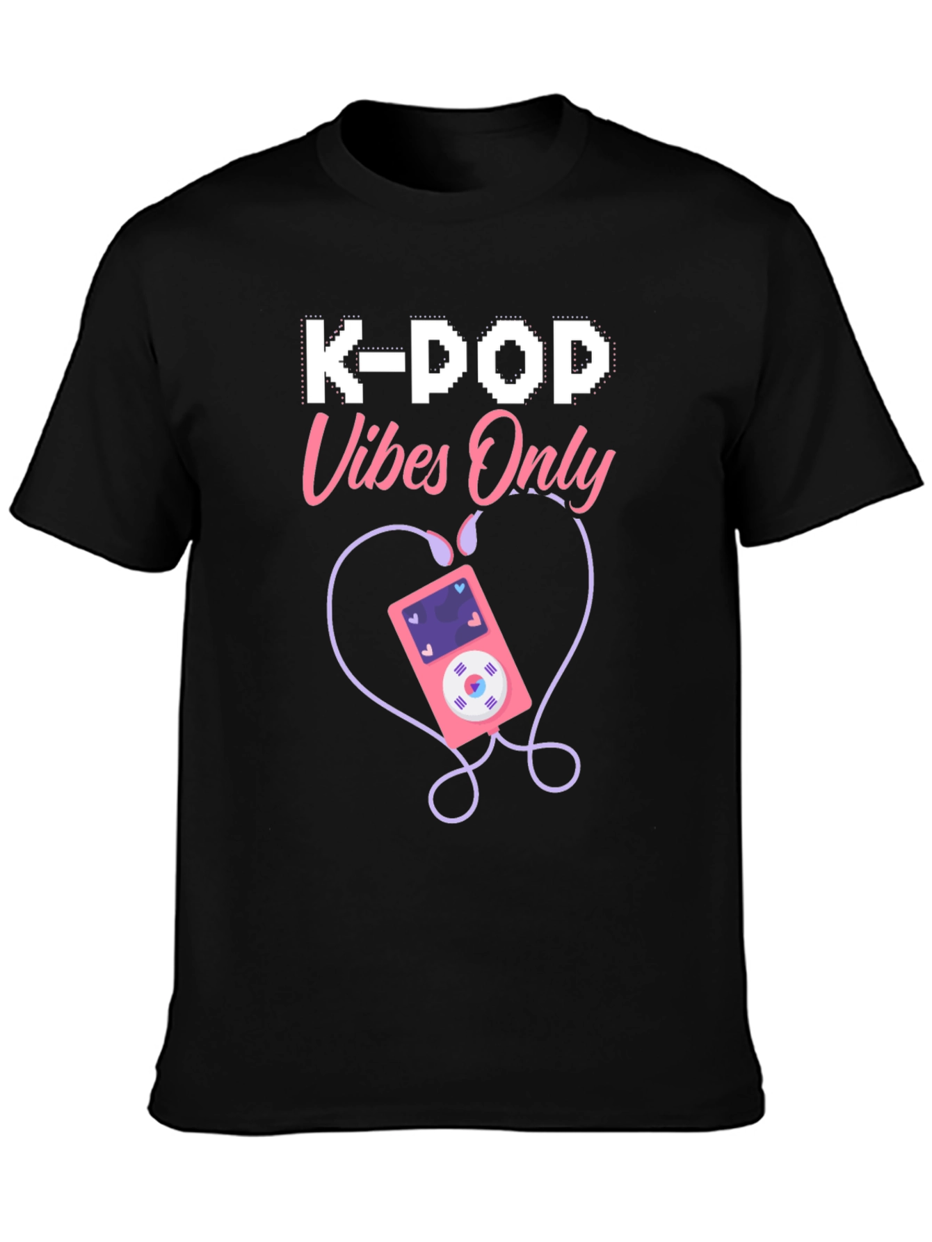 Black K-Pop Vibes Only Graphic T-Shirt view 3