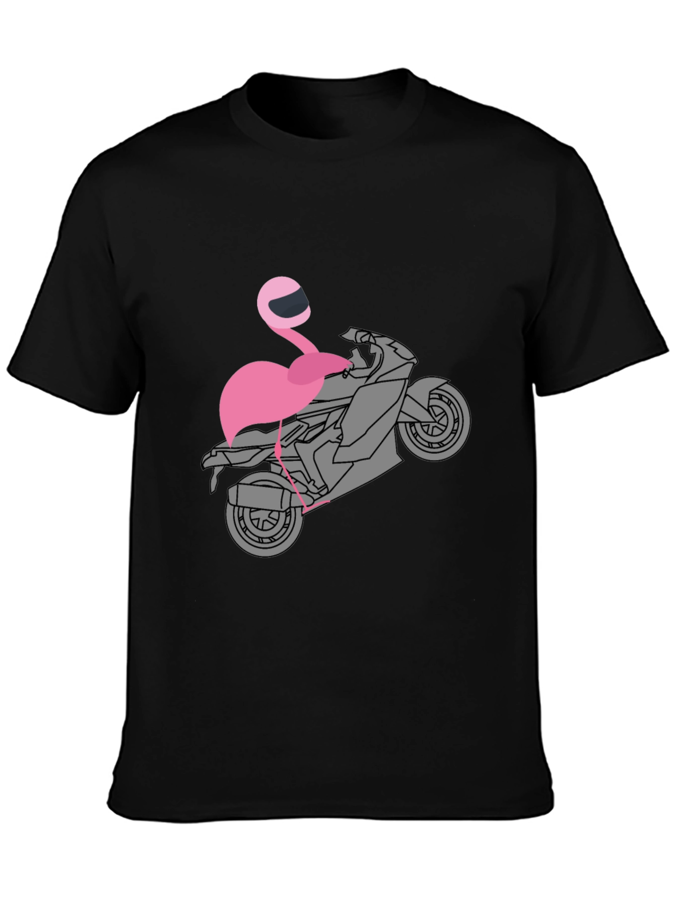 Black Flamingo Biker T-Shirt - Unique Graphic Tee view 3