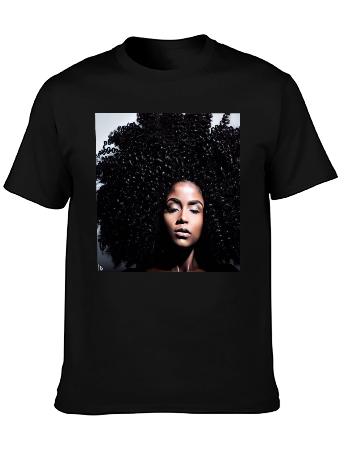 Black Afro Queen Black T-Shirt view 3