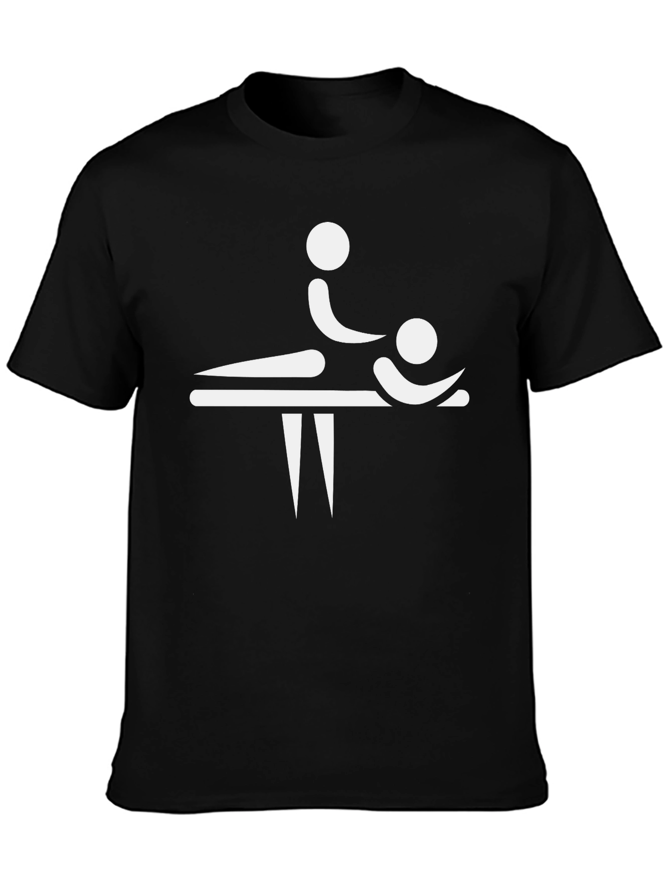 Black Massage Therapy T-Shirt - Funny Stick Figure Design view 3