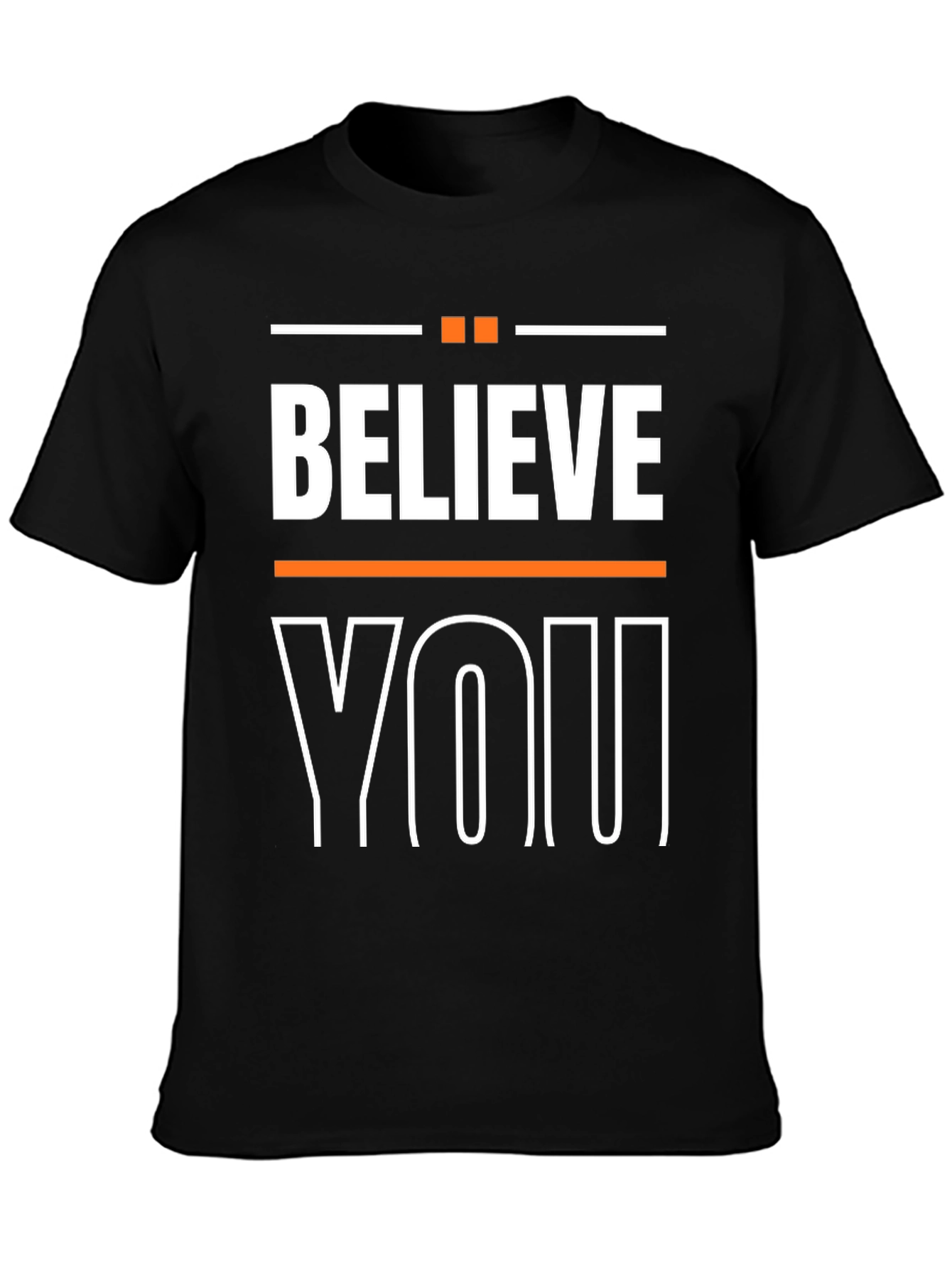 Black Believe In You Graphic Print Crew Neck T-Shirt view 3